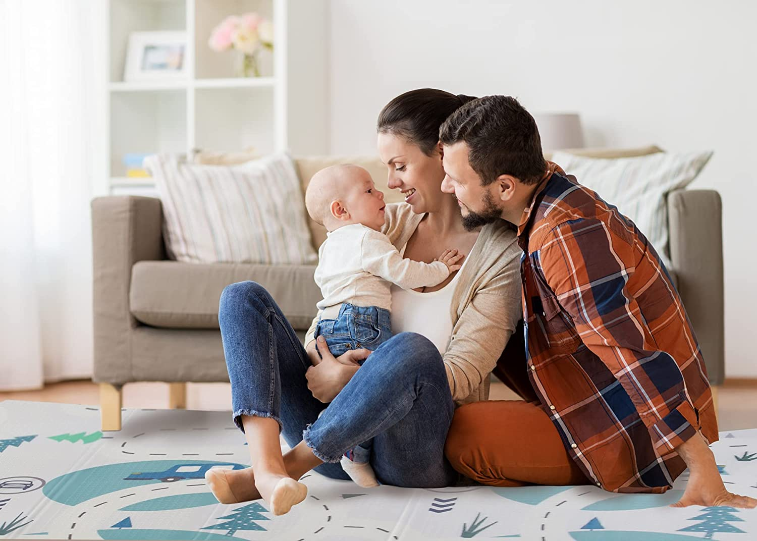 Baby Play Mat - 2Mx1.5Mx8Mm Reversible & Portable - Foam Padded Play Mat, Floor Mat, Water-Resistant - Adventure & Forest Designs - Soft, Foldable, Easy to Clean Baby Playmat for Tummy Time, Crawling & Baby Activities - Large and Thick Baby Floormat