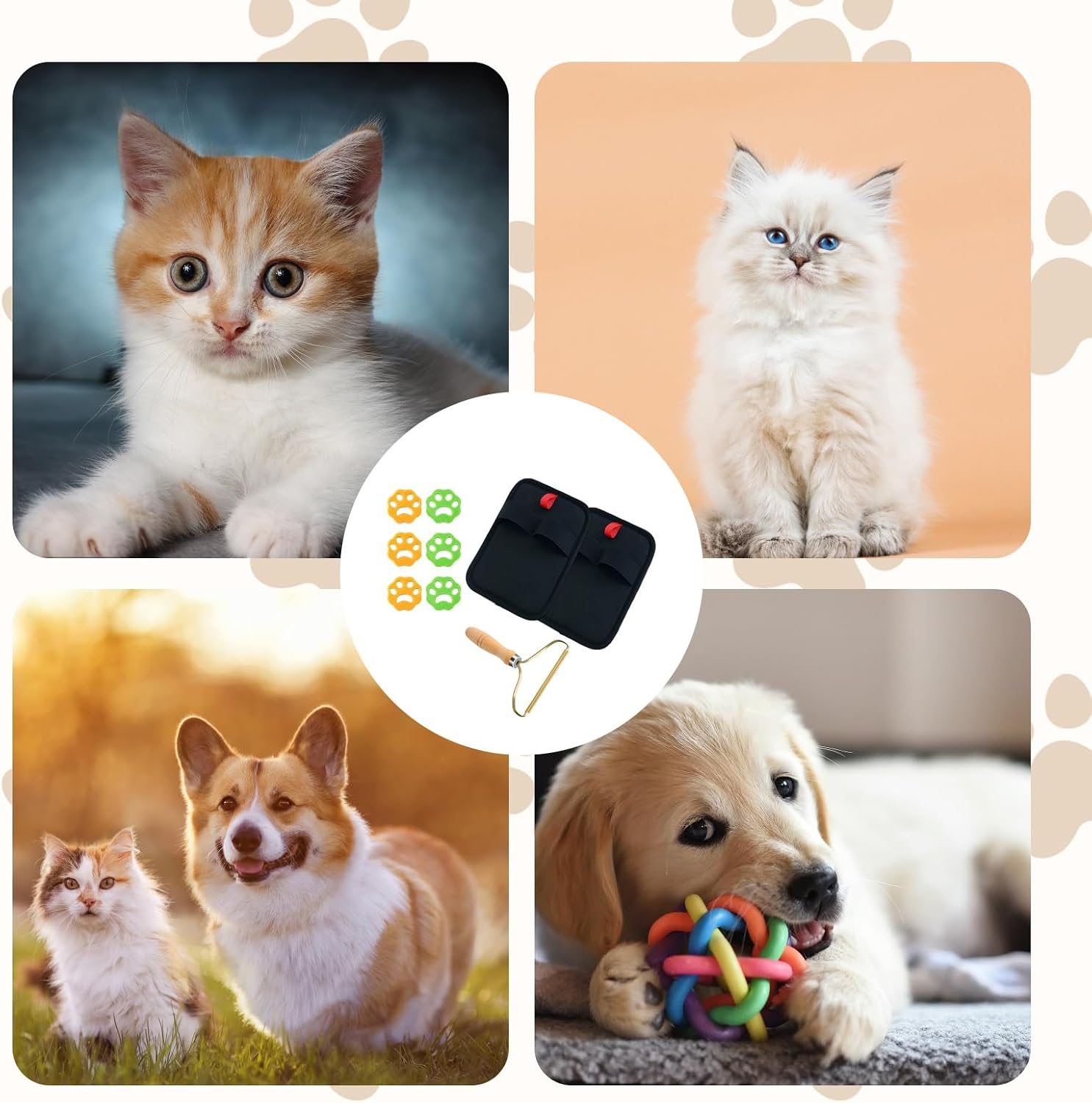 Zexjpr 9-Piece Pet Hair Remover Glove, Set for Dog and Cat Hair, Efficient Hair Removal of Clothes and Furniture, Scratches for Car and Household, Dog Loses Hair image number 4