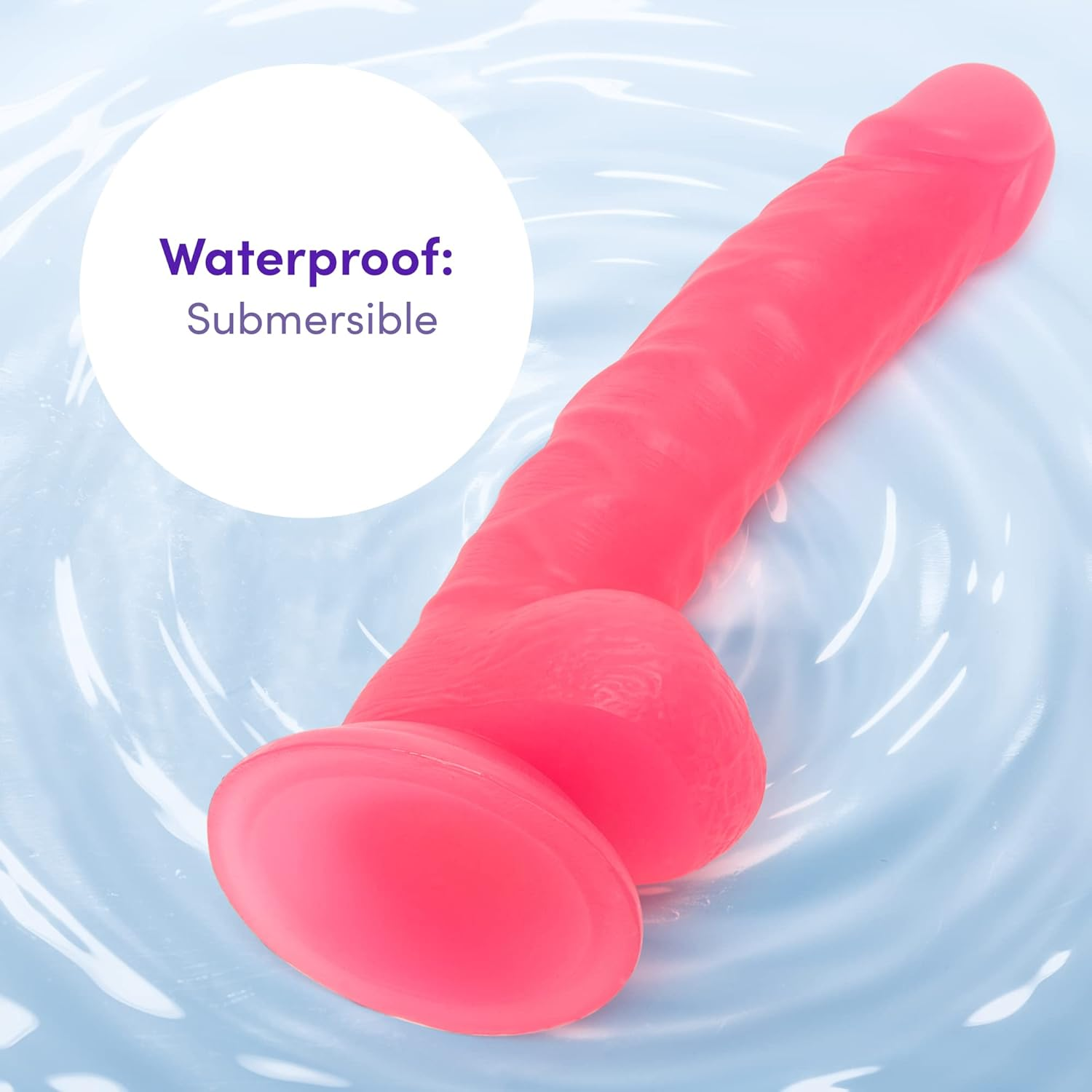 Lovehoney Realistic Dildo - 6.5 Inch with Suction Cup - Glow in the Dark Dildo - Waterproof - Pink image number 4