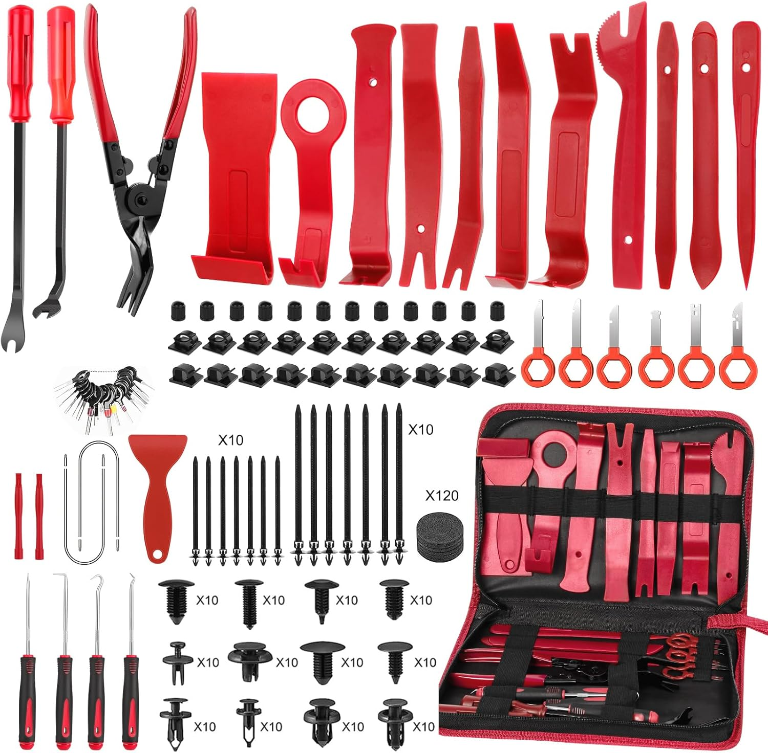 JNLK 352Pcs Trim Removal Tool, Pry Tool, Door Panel Removal Tool Kit, Clip Tool, Fasteners Removal Tool with Car Retainer Body Clips, Automotive Hook Set, Blue