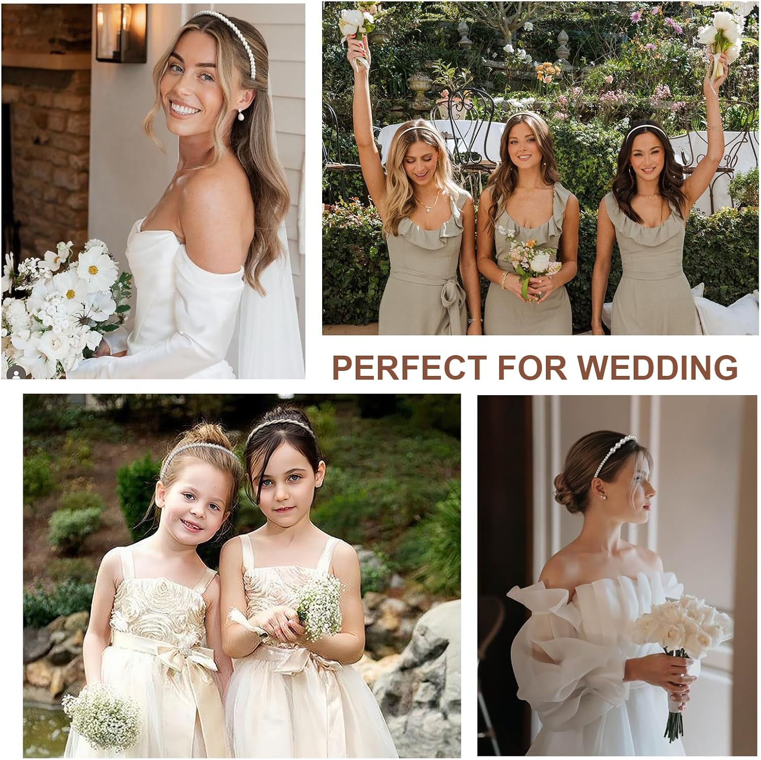 Evadollina Women'S Headbands, Pack of 5 Headbands, Pearl Headbands for Women, Non-Slip White Pearl Hair Bands, Headbands for Girls and Women, for Festivals and Parties image number 3