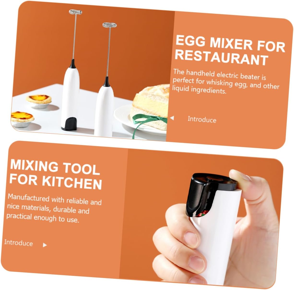 Sosoport Electric Handheld Egg Mixer and Mini Hand Whisk for Baking, White Portable Kitchen Frother Wand with One Beater, Small Milk Frother Suitable for Home and Restaurant Use, Battery Not Included image number 6