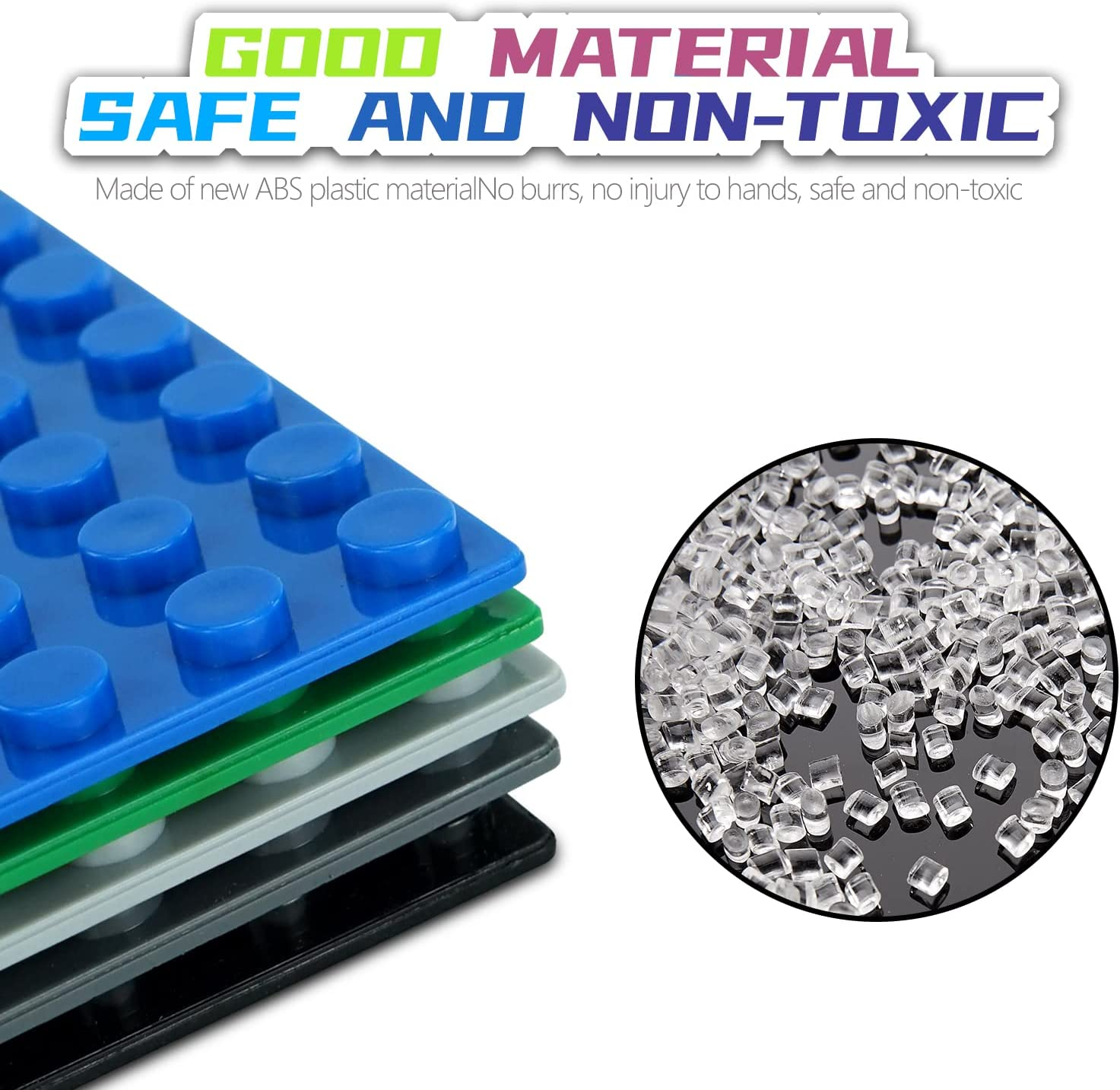 EKIND 4 PCS Classic 5" X 10" Building Baseplates, Compatible with Major Brands Toy Bricks, Encourage Logic & Creativity through Play, Ideal STEM Activities for Children (4 Color) - Dark Gray image number 6