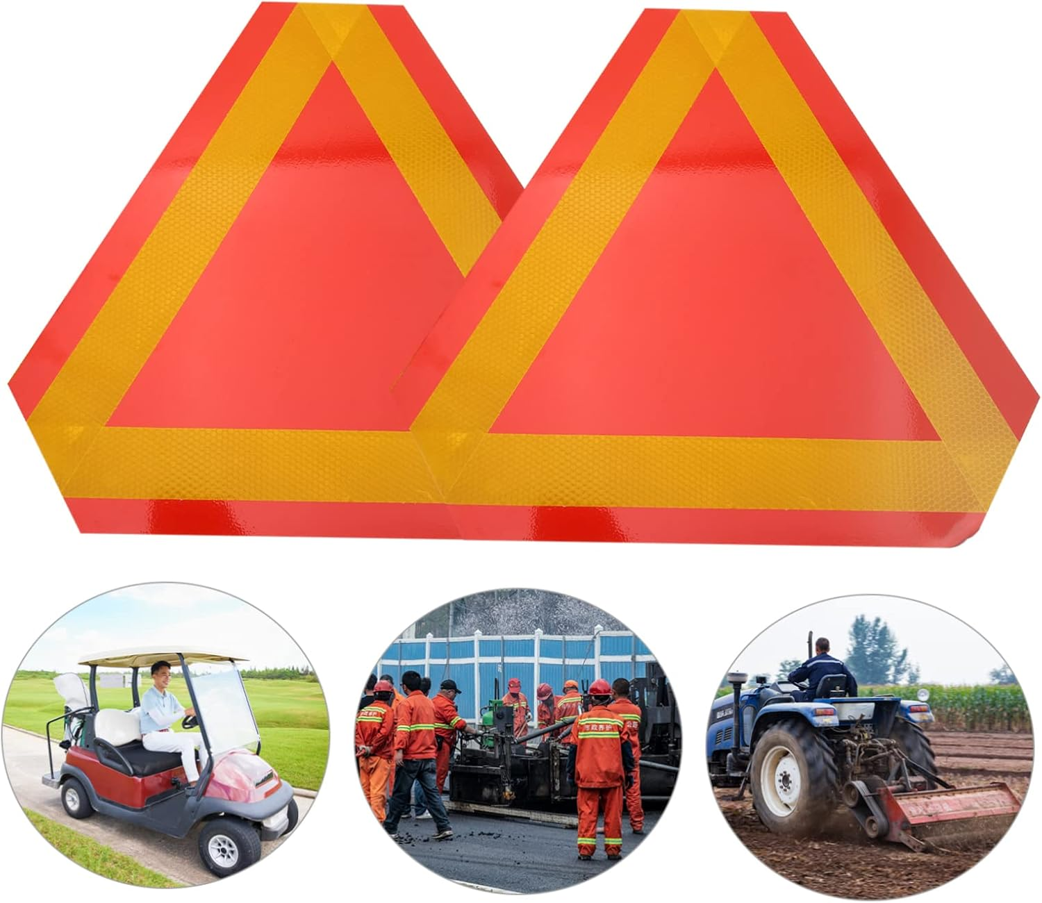 Ciieeo 2Pcs Triangle Reflectors for Car, Aluminum Slow Moving Vehicle Warning Sign, Reflective Vehicle Triangle Warning Plate for Road Safety image number 1