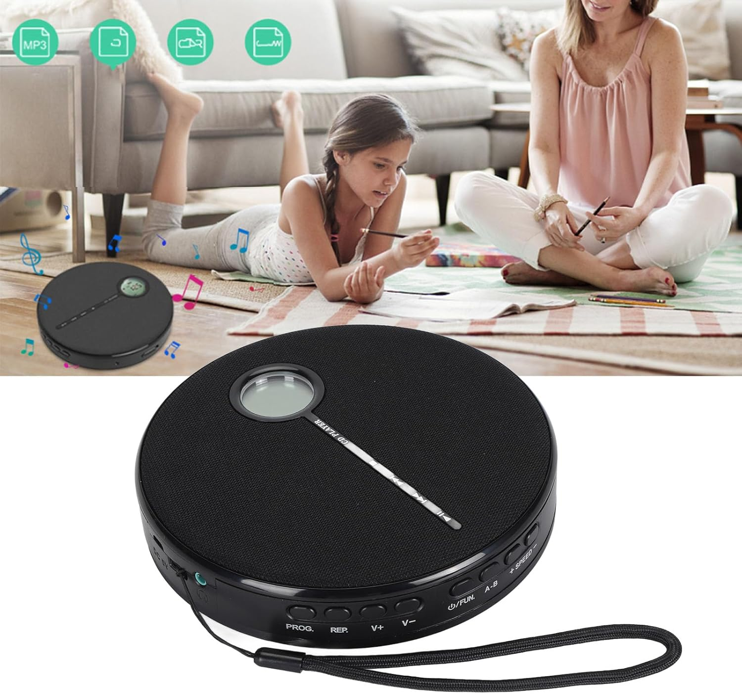 Audio CD Player, BT 5.0 Home CD Music Player Memory Play anti Skip Function Rechargeable Desktop CD Player Built in Speaker CD Music Player for Car Home Outdoor Decor image number 2