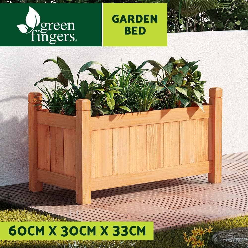 Greenfingers Garden Bed Wooden Planter Box, Gardening Supplies Plant Containers Patio, 60 X 30 X 33Cm Containerized Raised Beds Rectangle for Vegetables Flowers Herbs image number 2