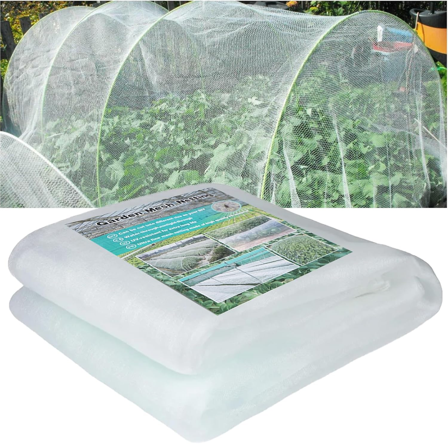 Garden Insect Netting, Reusable Floating Row Cover, Plant Covers Freeze Protection, Ultra Fine Mesh Garden Covers for Vegetables, Flowers, Fruit and Plants (10Ft X49.2Ft) image number 3
