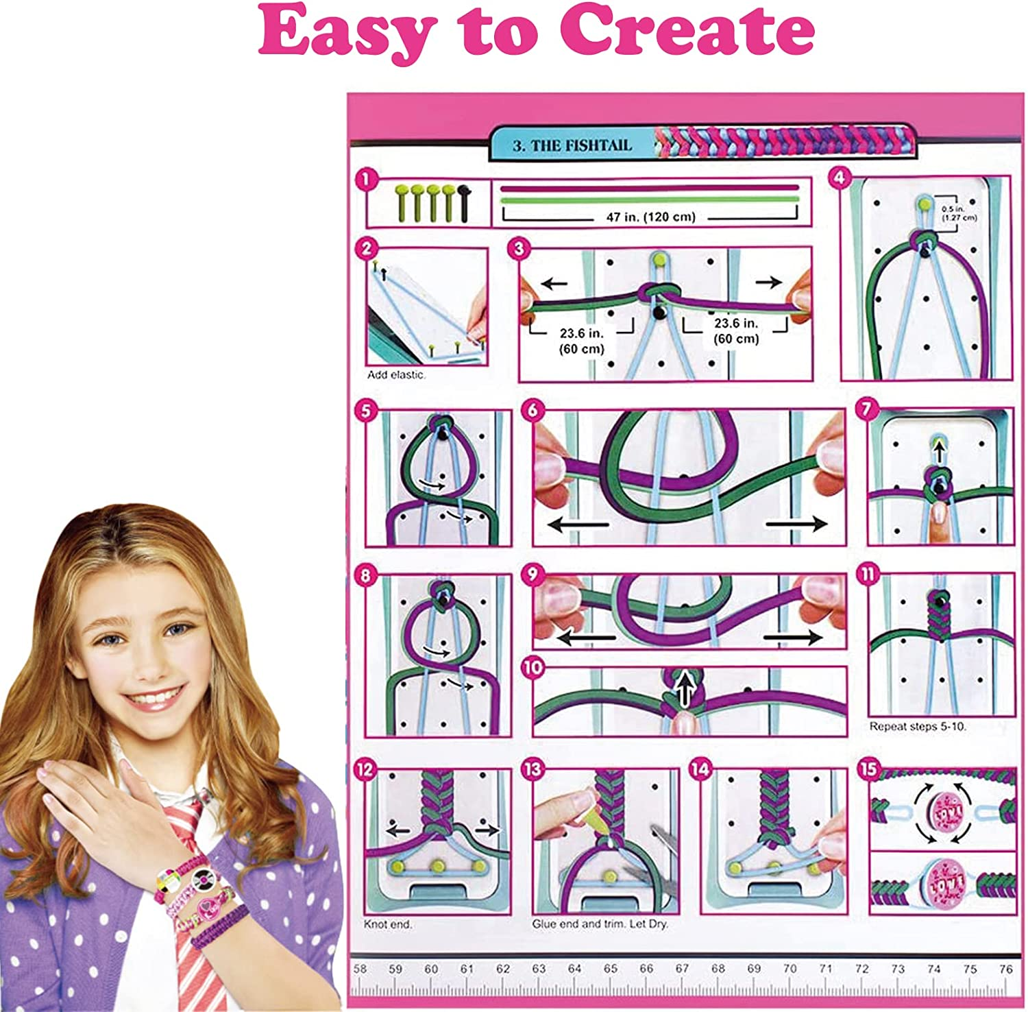 CYZAM Friendship Bracelet Making Kit for Girls, DIY Jewelry Arts Craft Gifts Toys, Friendship Bracelet String Making Kit for Travel Activities Supplies, Toys for Teen Girls Age 6 7 8 9 10 11 12