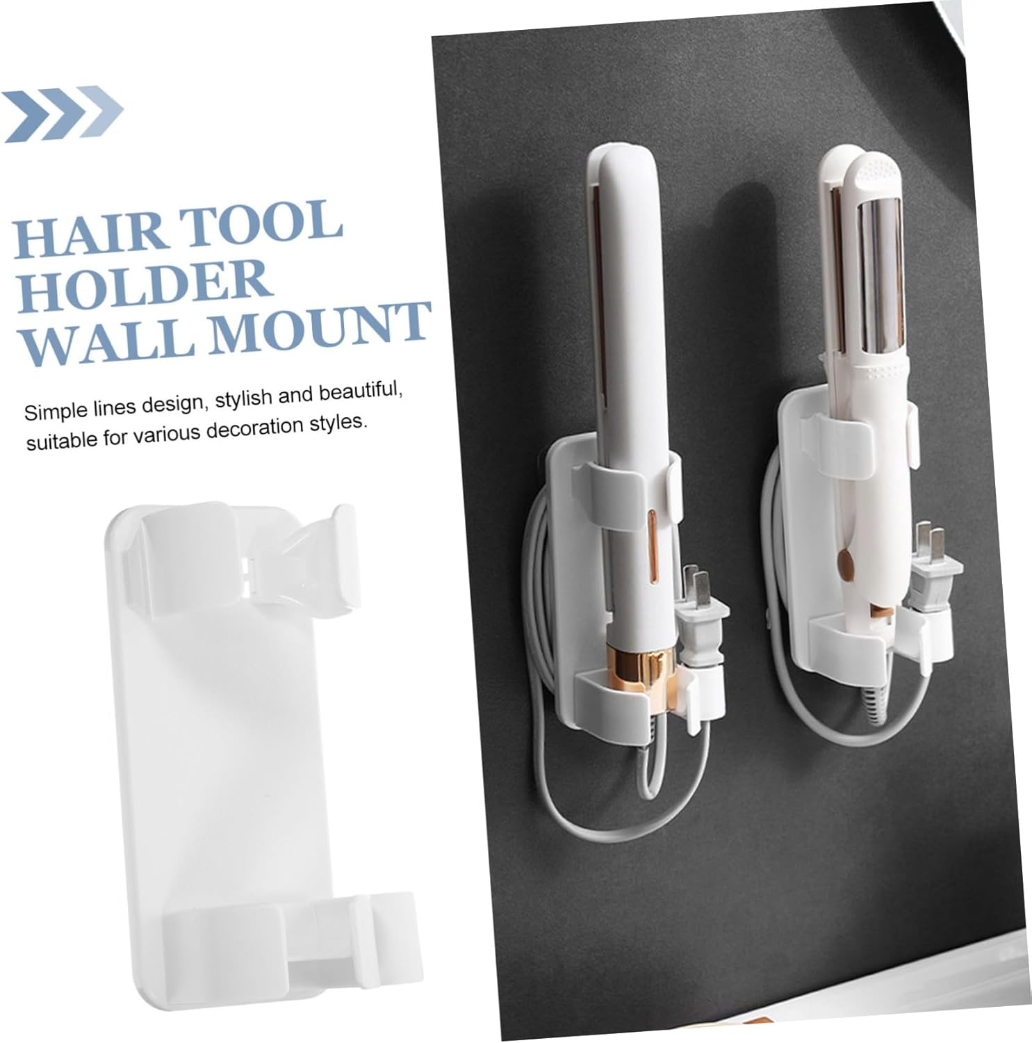 Wall Mount Hair Tool Organizer Plastic Hair Dryer Holder Iron Rack for Home Salon Bathroom Storage Neat Styling Tool Organizer for Spaces image number 5