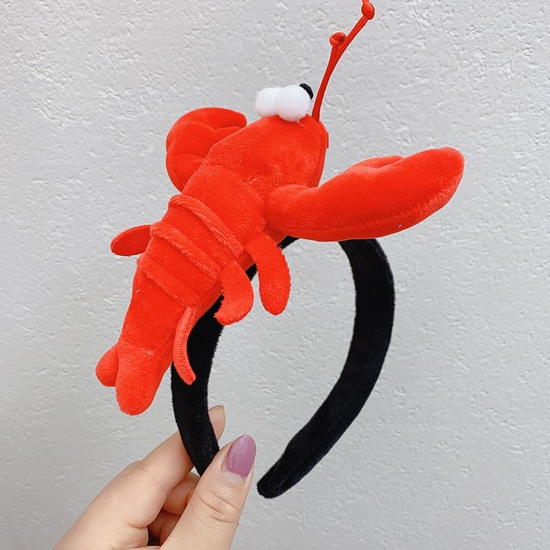 Crab and Lobster Headband Women Makeup Washing Spa Hairband Cute Headwear Costume Accessory for Halloween Party Christmas Photo Props，2Pcs image number 3