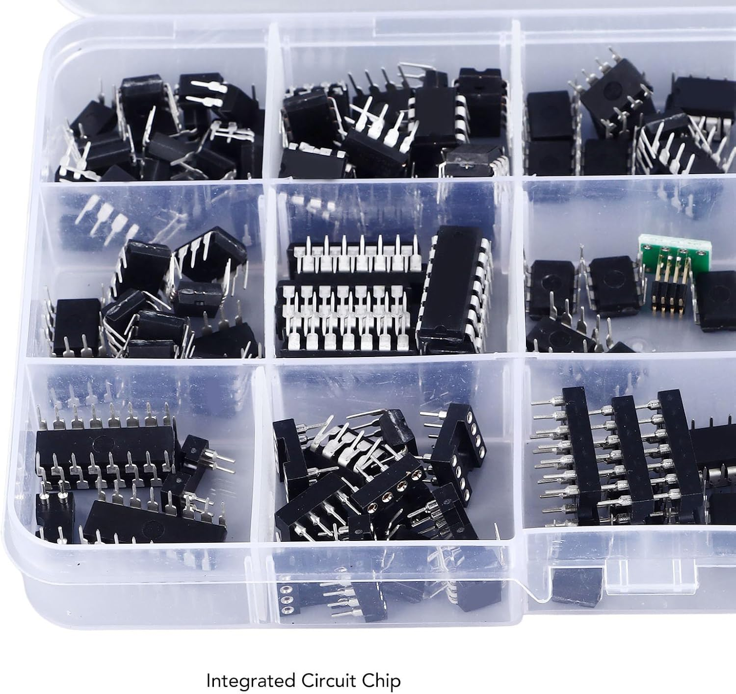 Cryfokt 150 Pcs 10 Types Flat Pin IC Chips Assortment Kit with Store Case for Electronic Equipment Integrated Circuit Chip Assortment Kit image number 5