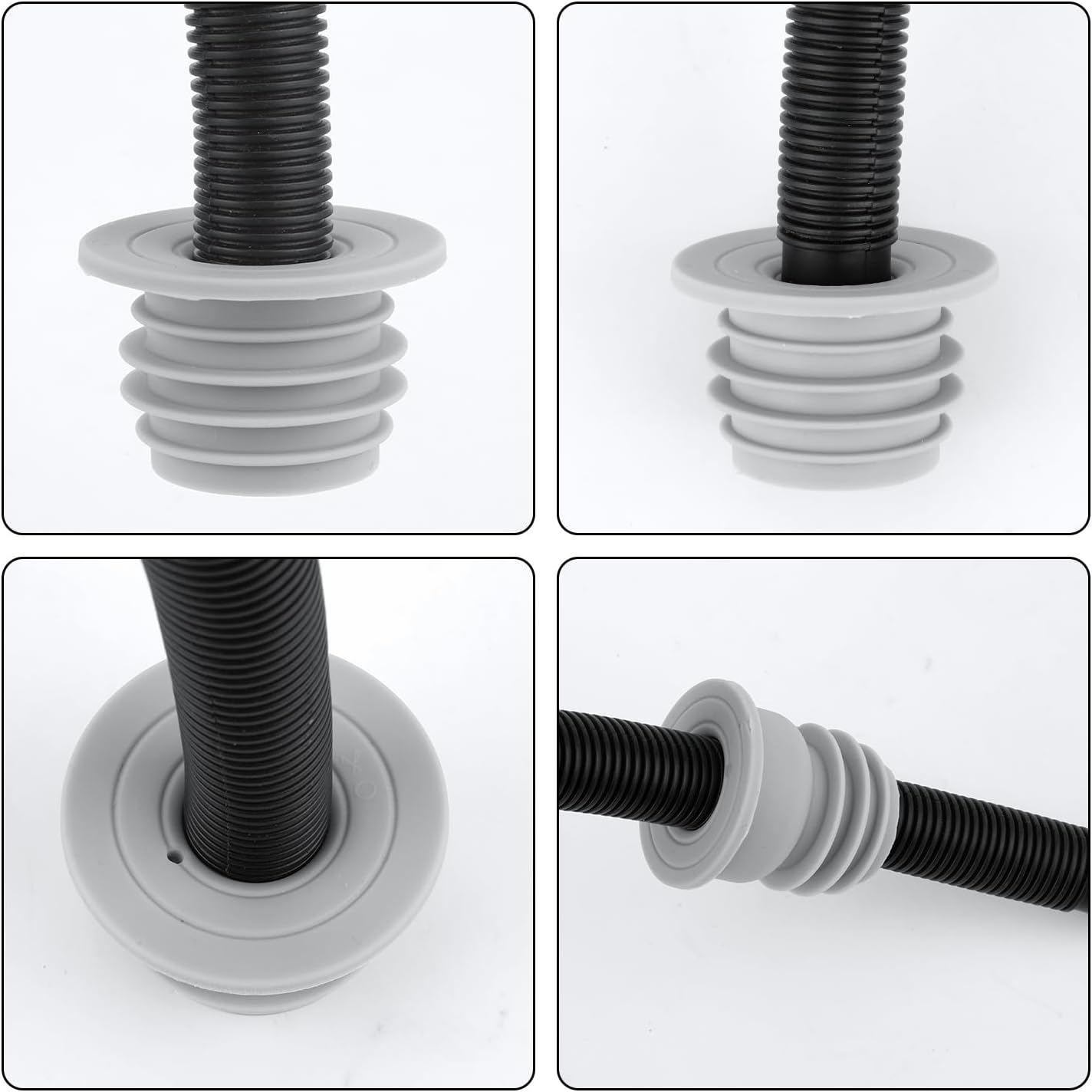 2Pcs Washing Machine Drain Hose Seal, Silicone Washer Drain Hose Seal Gray Washing Machine Drain Seal for Kitchen Bathroom Sink Efficient Drainage Washing Drain Seal image number 6