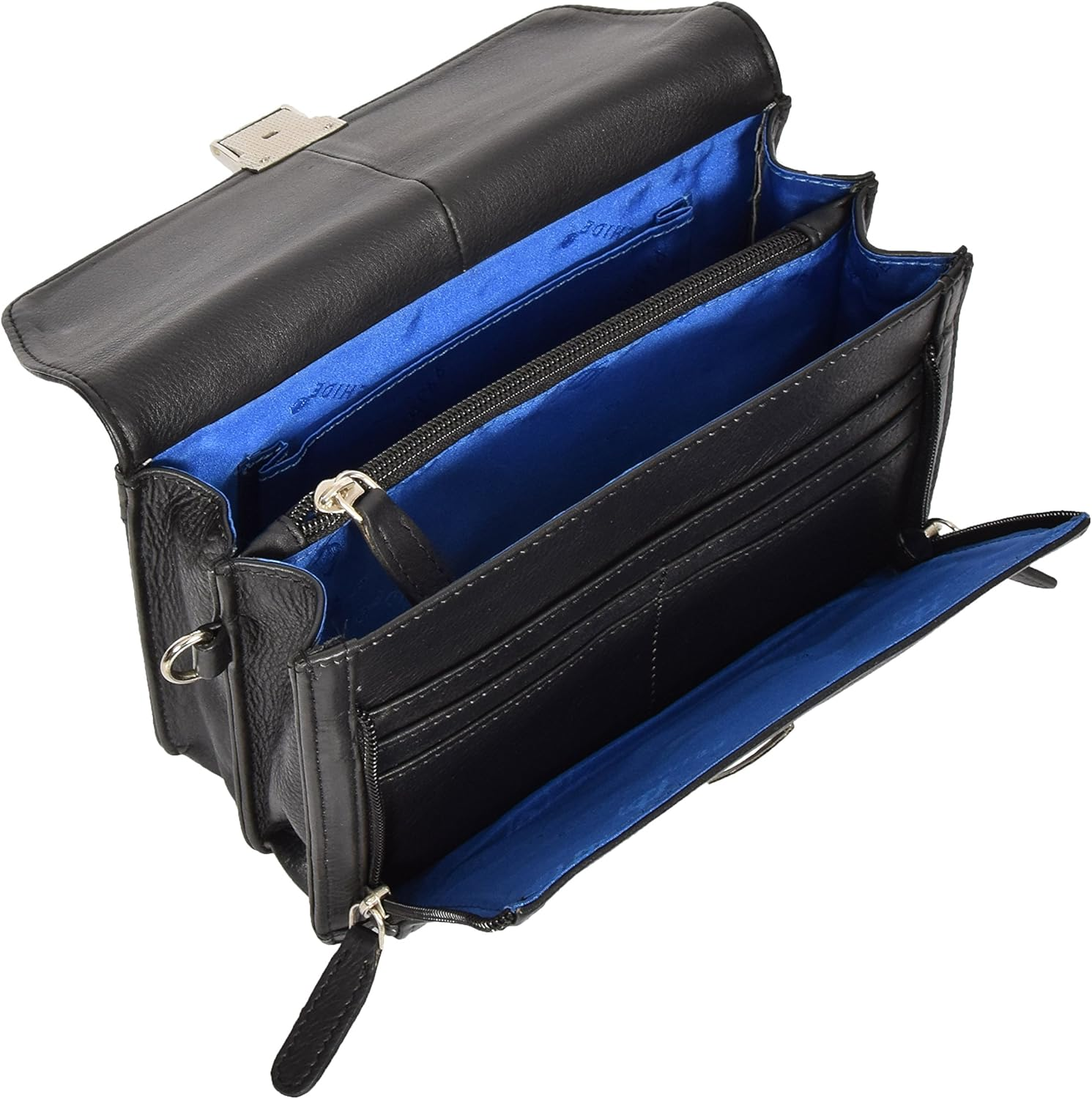 Mens Leather Wrist Bag Mobile Travel Cab Money Organiser Pouch HOL584 Black