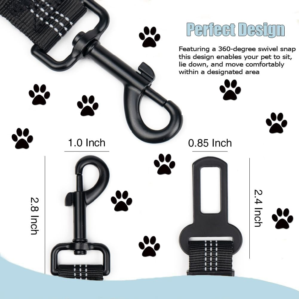 Dog Seat Belts for Cars, Leash Adjustable, Universal Dog Seatbelt for Car Travel, Elastic Buckle Pet Car Harness, Durable Cat Seat Belt with Strong Nylon Buffer-(Black) image number 6