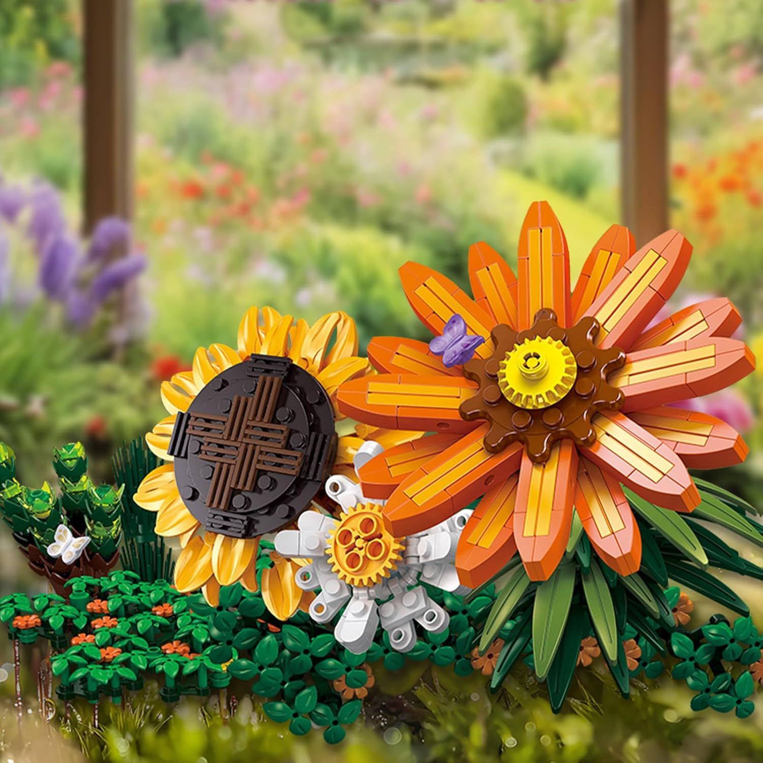 Flower Building Kits Botanical Bonsai Building Set - 924Pcs, Home Decor, Mother'S Day, Valentine'S Day, Christmas for Adults and Kids, Climbing Ivy, Sunflower, Chrysanthemum. image number 5