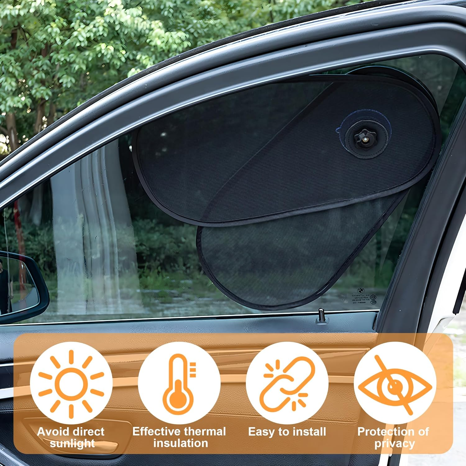 2 Pack Rotatable Car Window Shade for Baby & Driver - Adjustable Mesh Sun Blocker with Easy Suction Cup Installation, Universal Fit for Side Windows & Windshield Sun Protection image number 6