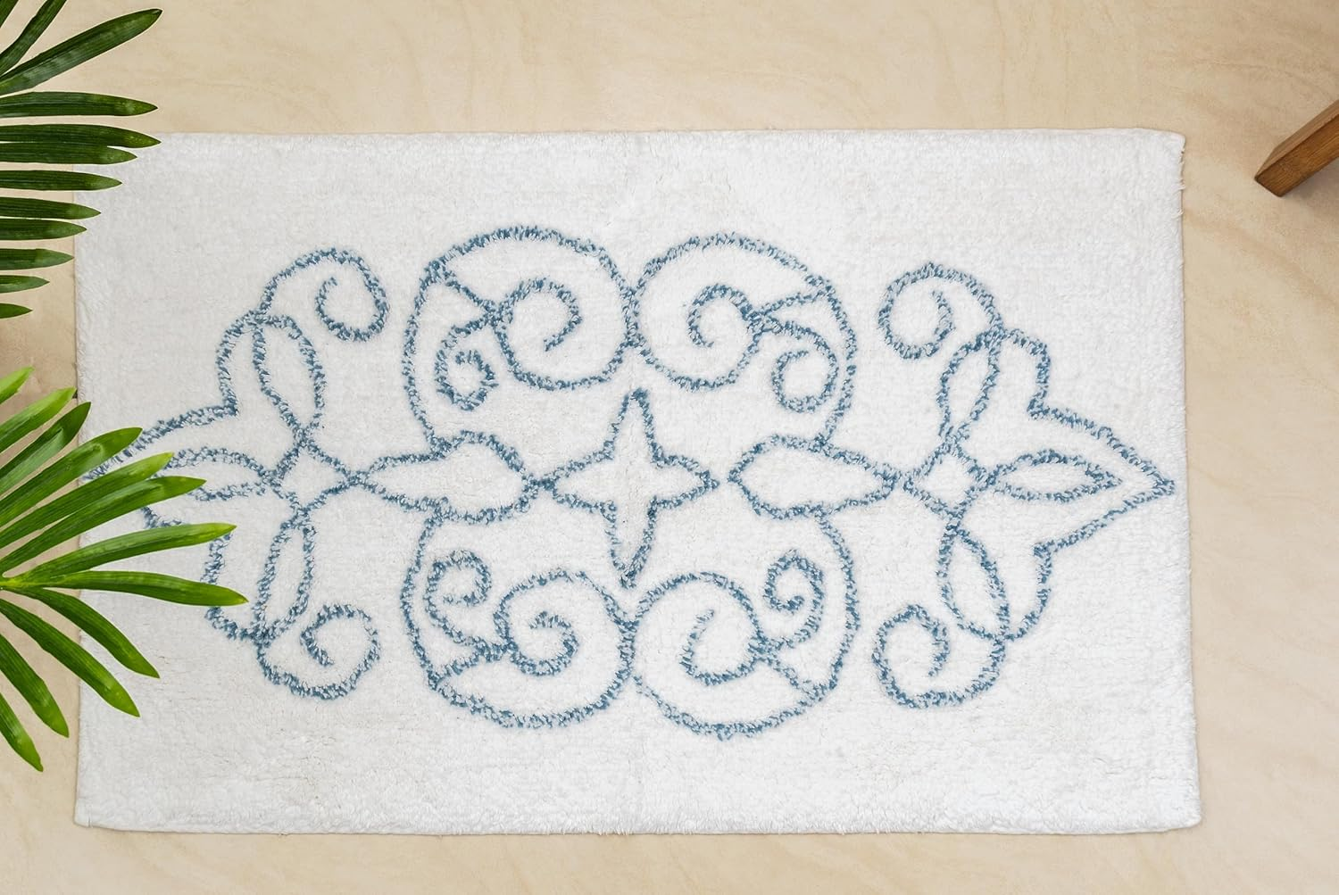 La'Grace Home Cotton Medallion Tufted Non Slip Jacquard Bath Mat image number 1