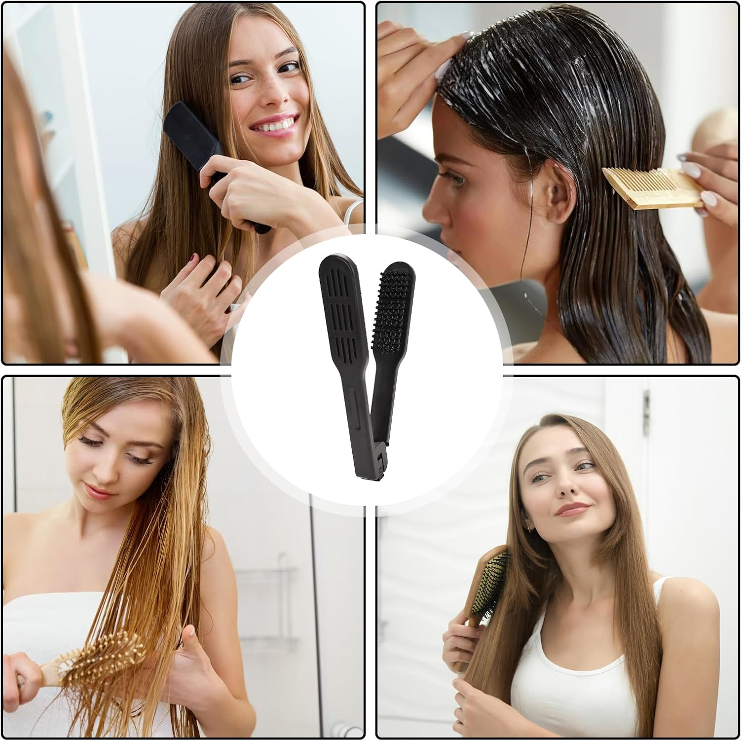 Ungtyb Boar Bristle Clamp Hair Brush,Boar Bristle Double Sided Brush | Detangling Comb Hairdressing Smoothing Styling Tools for Teens Women Girls Youth