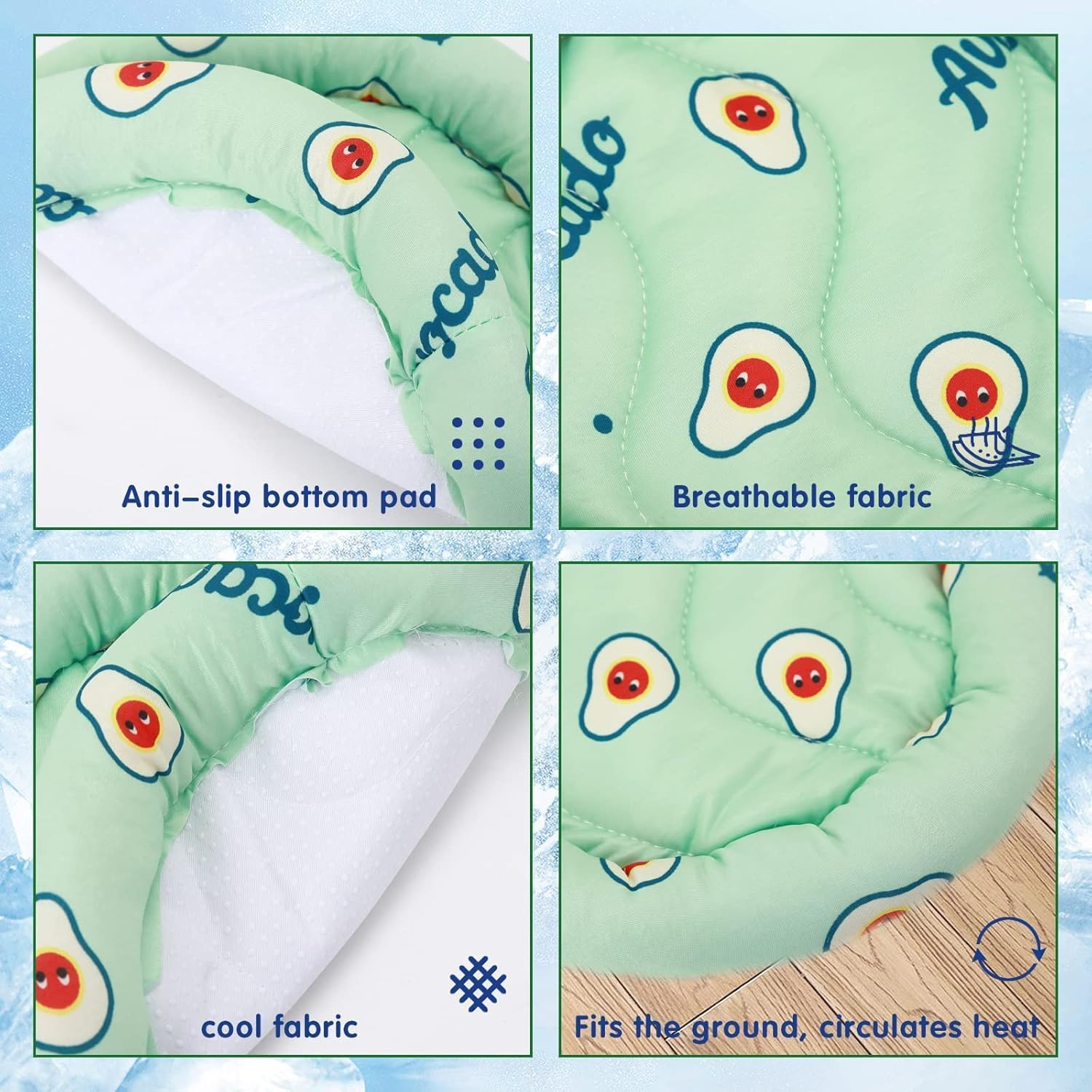 Pet Cushion Hamster Cooling Pad Rabbit Bed Summer Ice Silk Floor Mat, 1Pc Rabbit Bed Hamster Bedding Cooling Cushion Small Pet Floor Pad, Green - Green image number 6