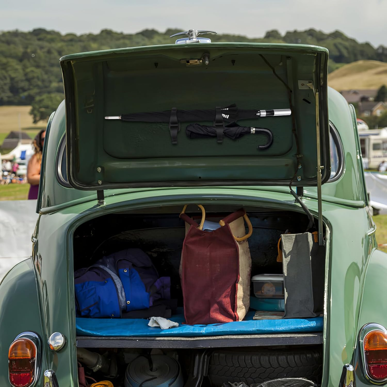 2 Pcs Car Trunk Umbrella Holder Clip Screw Install Car Door Hook Organizer Heavy Duty Abs Plastic for Tidy Storage Black