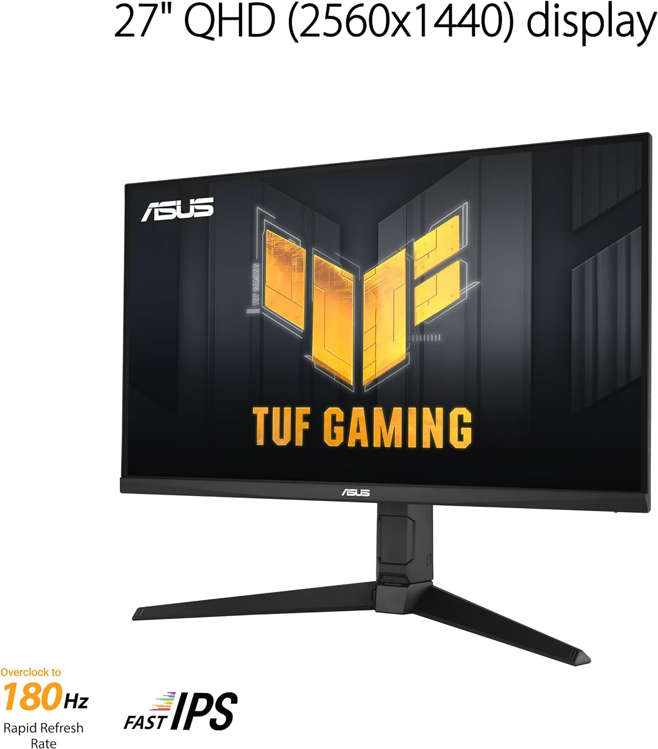 ASUS TUF Gaming VG27AQL3A Gaming Monitor &ndash; 27-Inch, Qhd(2560X1440), 180Hz, Fast IPS, ELMB Sync, 1Ms (GTG), Freesync Premium&trade;, G-Sync Compatible, VESA Adaptivesync Display 180Hz, 130% Srgb, HDR&trade; 400 image number 3