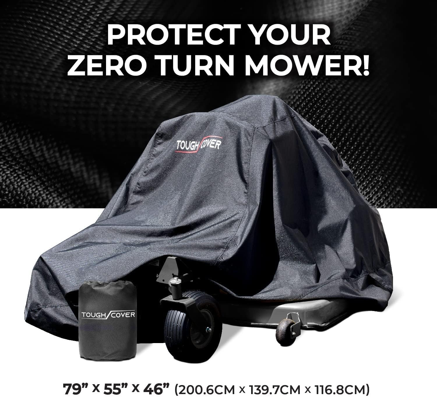 Tough Cover Zero-Turn Mower Heavy Duty - Basic Edition, Certified Waterproof, 210D Marine Grade Fabric, Universal Fit, Outdoor Protection, Zero Turn (Black) Basic Edition - Black image number 4