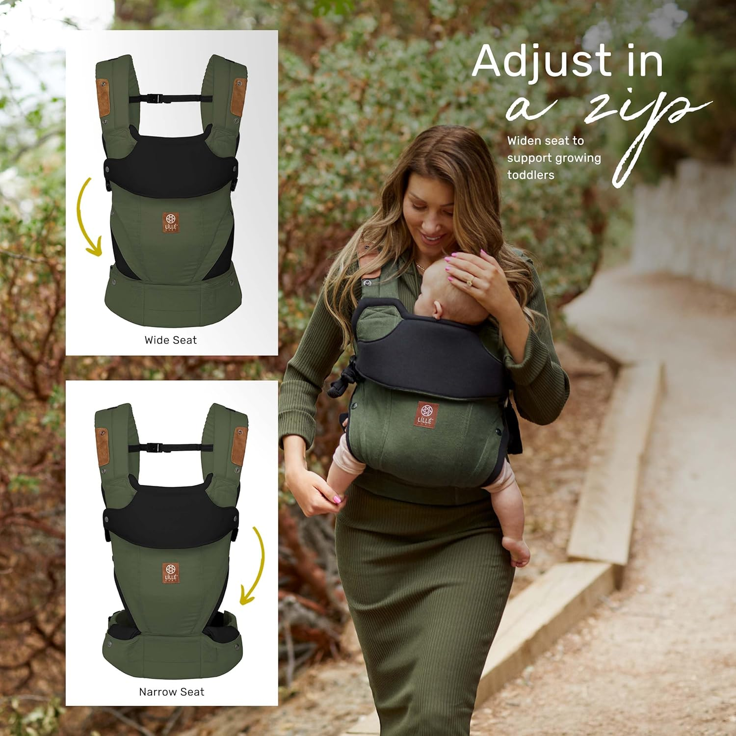 Lillebaby Elevate Baby Carrier (Olive) - Ergonomic, Lightweight and Breathable/Multiposition, Hands Free Baby Carrier, Two-Way Adjustable Straps, Adjustable Head Support, for Newborns and Toddlers image number 3