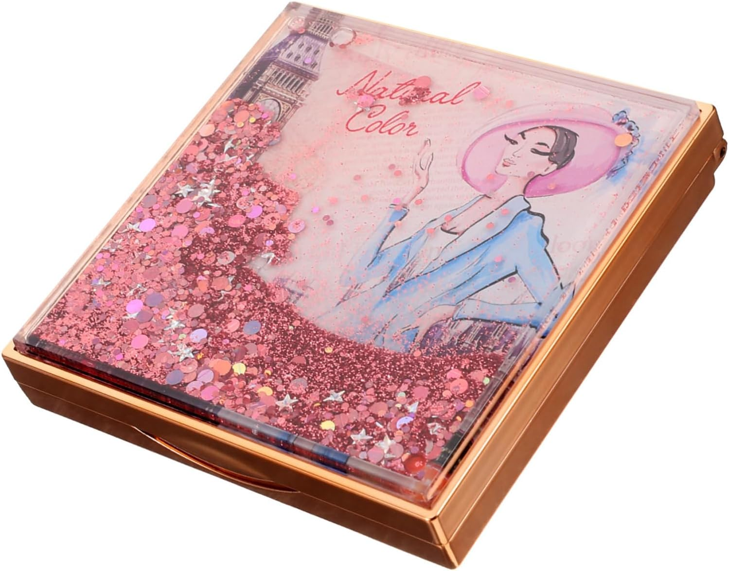 BELLIFFY 9Grids Eyeshadow Palette Empty Box Makeup Storage for Blush and Lipstick Compact Sequin Quicksand Design for Travel and Outdoor Use image number 1
