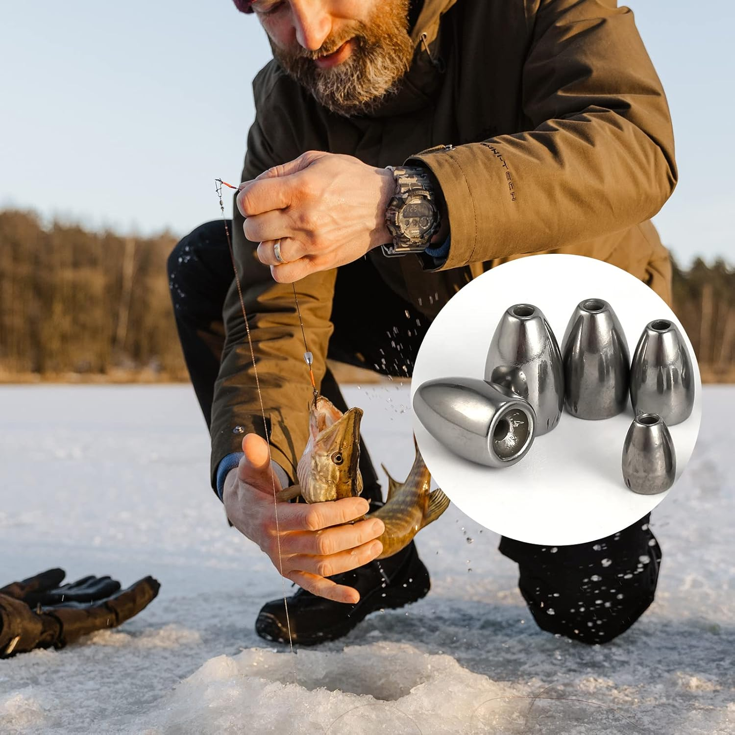 SAVITA 10Pcs Tungsten Fishing Weight Kit, 1.8/2.7/3.5/5.3/7G Fishing Weights Bullet Sinkers Reusable Fishing Weights Drop Shot Assortment Kit for Bass Saltwater Freshwater (5 Sizes)