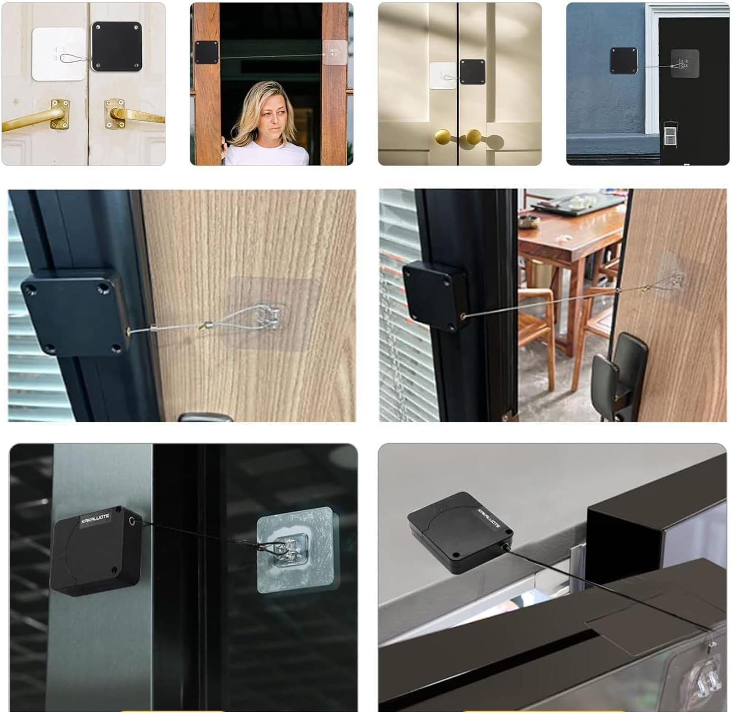 Punch-Free Automatic Sensor Door Closer, 2 Pcs Residential Sliding Screen Door Closer with Steel Drawstring for Bedroom/Storm/Home image number 2