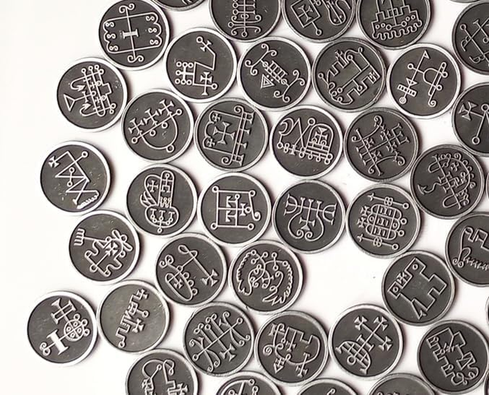 Ars Goetia 72 Metal Coins Complete Set of All King Solomons 72 Goetic Demon Seals from the Lesser Key of Solomon image number 6