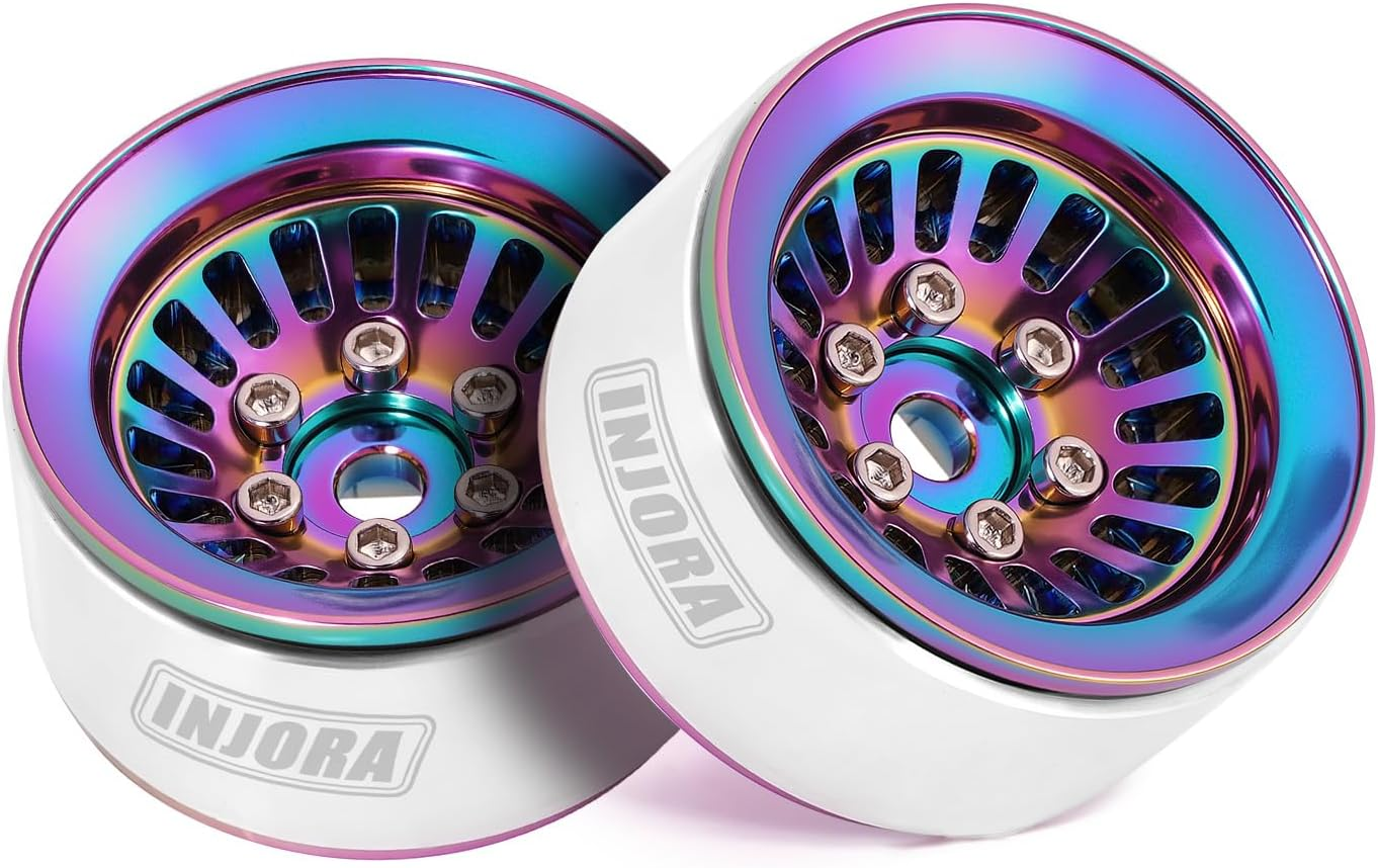 INJORA CNC Aluminium 1.0" Beadlock Wheel Rim for 1/18 1/24 RC Crawler (Full Color)
