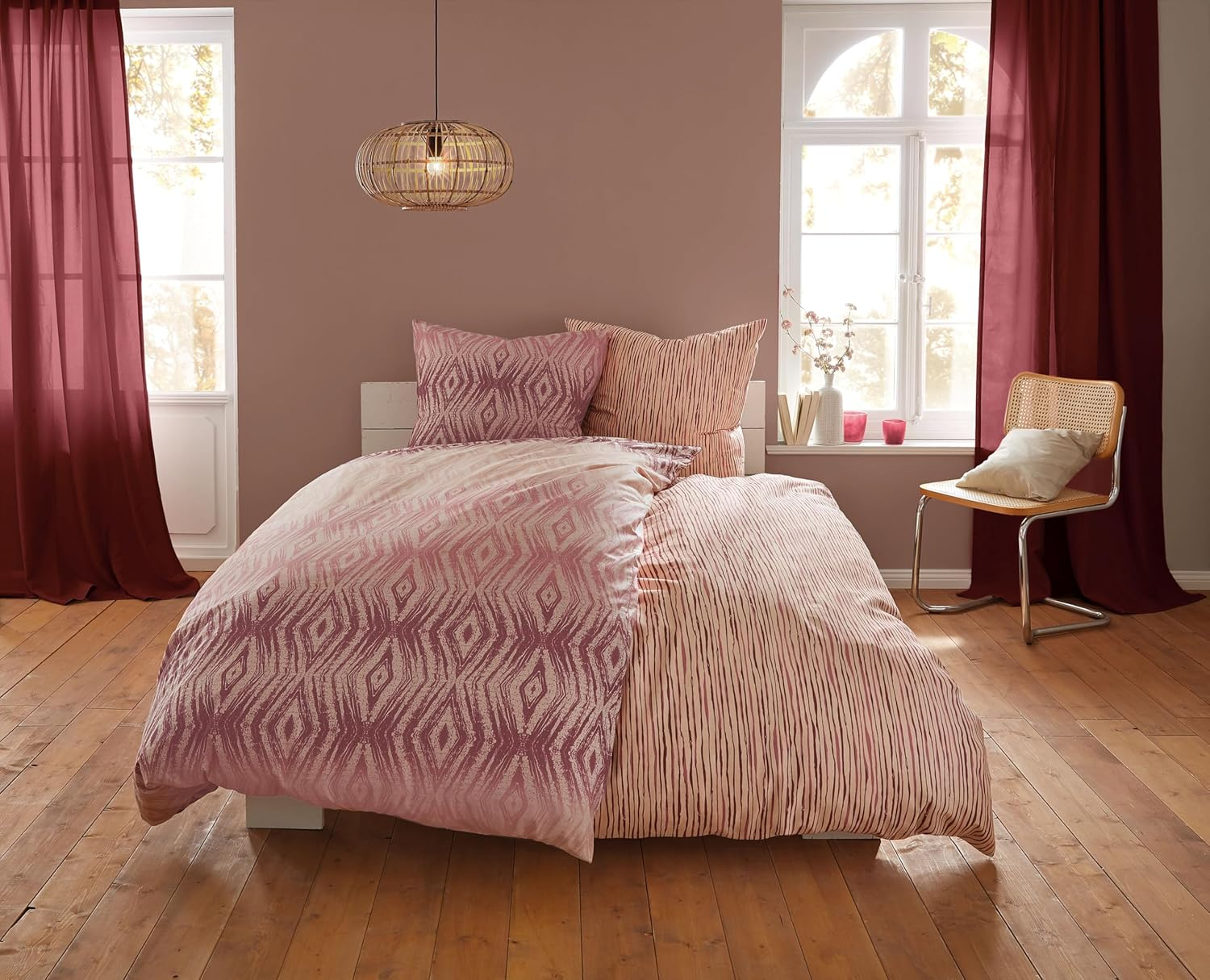 Kleine Wolke Tebas Bed Linen, Cotton, Pastel Rose, 155 X 220 Cm (80 X 80 Cm)