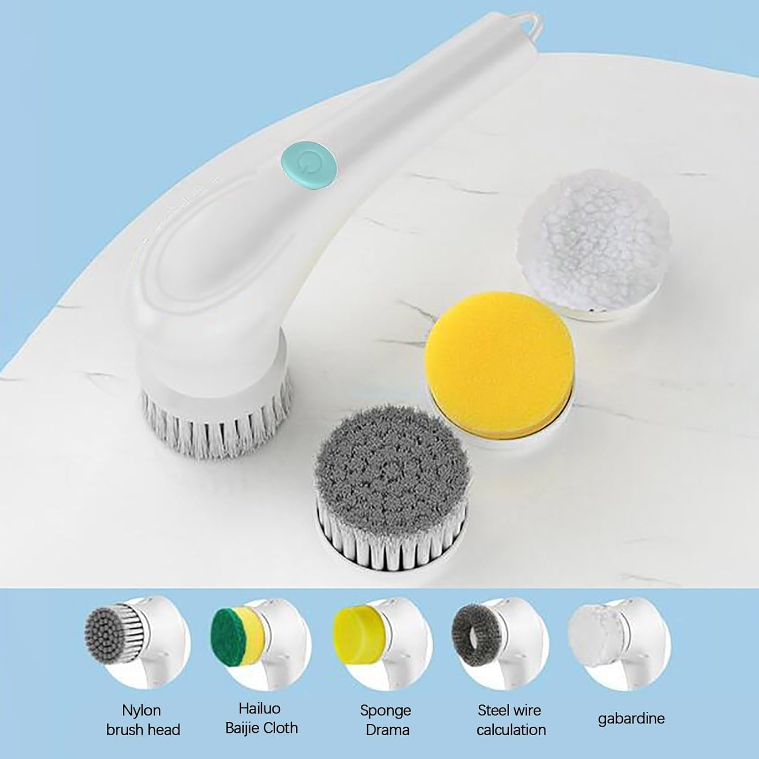 Electric Spin Scrubbers, Cordless Cleaning Brush, Electric Rotary Cleaner with 5 Replaceable Brush Heads, USB Rechargeable Powerful Spin Scrubbers for Home image number 3