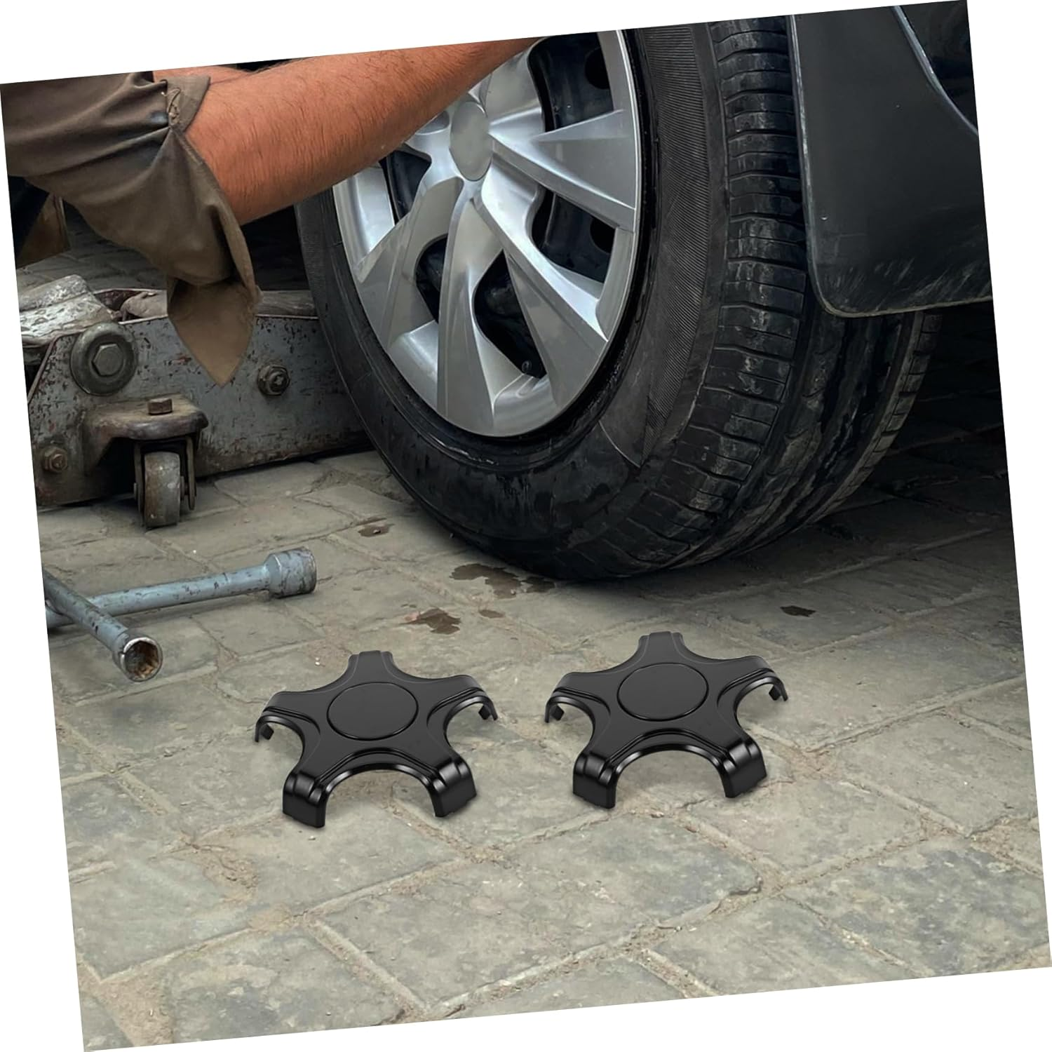 LALADEFIEE 4Pcs Auto Wheel Center Cap Wheel Rim Cap Covers Polished Finish Easy Fit image number 3