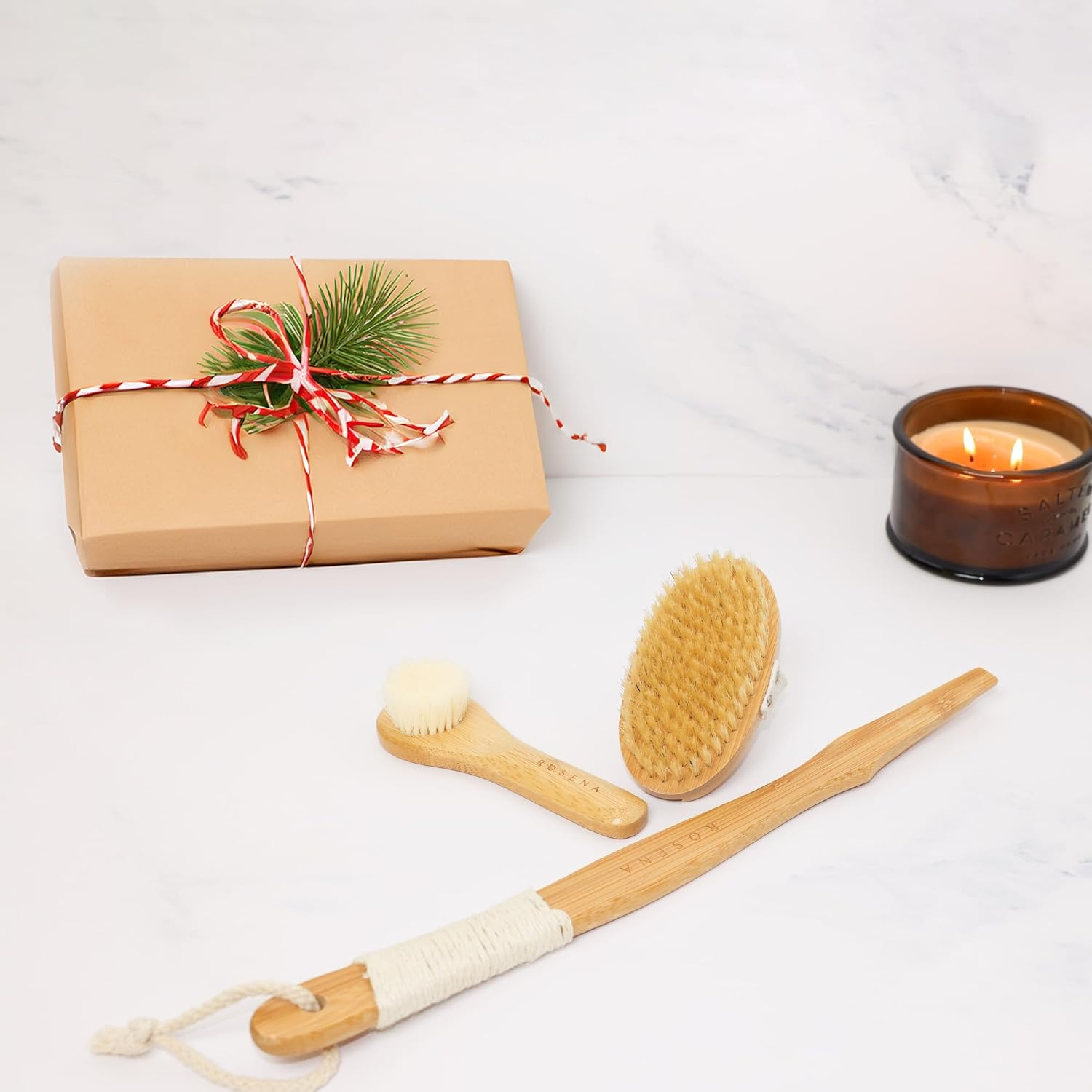 Dry Body Brush + Facial Brush: Exfoliate, Rejuvenate and Restore Lost Luster - 2 Dry Brushes Uniquely Designed for Face and Body -Stimulate Lymphatic Drainage and Minimize Cellulite image number 2