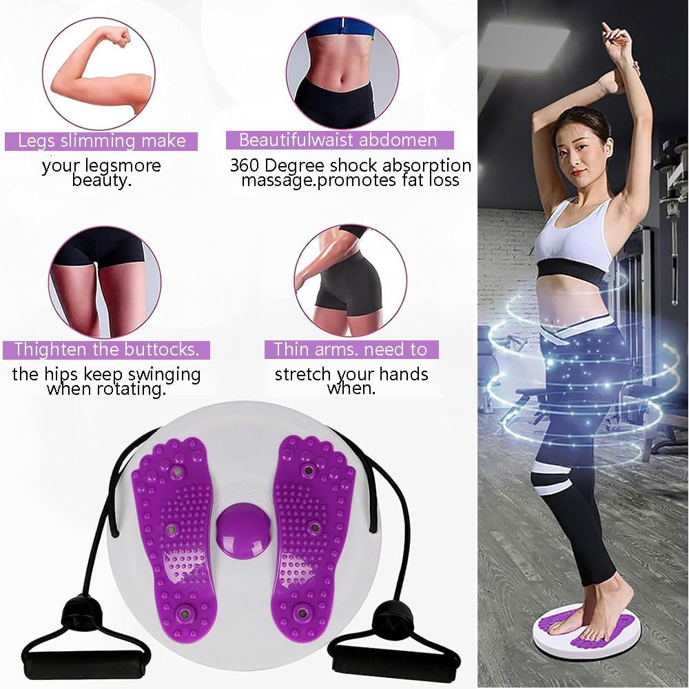 Ab Twist Waist Disc Board with Handles - Adjustable Twisting Trainer with Massage Foot Sole - Rotating Balance Disc for Slimming Waist, Abs, Arms, Hips & Thighs Home Workout image number 1