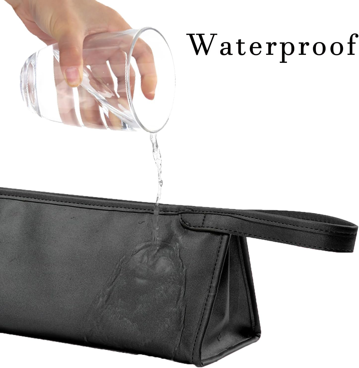 Hair Dryer Storage Bag PU Travel Case Leather Hair Dryer Bag Portable Waterproof Tool Pouch with Compartments and Loops Scratch Resistant Dustproof Shockproof Organizer (Pink) image number 3