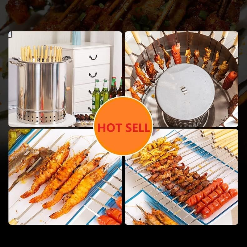 Large Camping Outdoor Cooking Stainless Steel Skewer Barrel Grill Charcoal BBQ image number 2