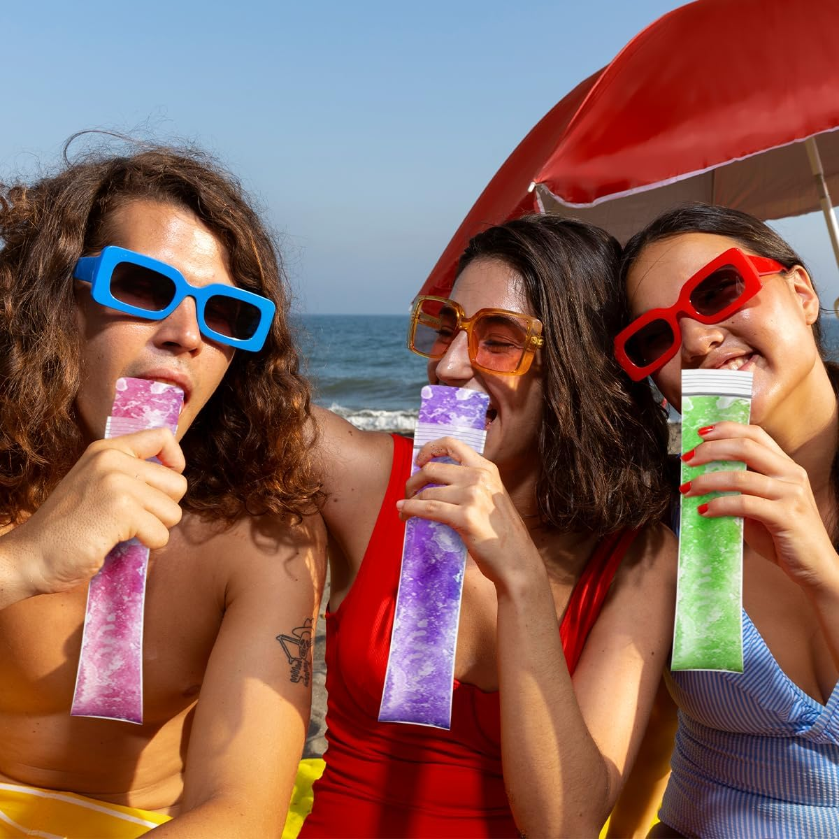 NILLOS Ice Mold Bags, 100 PCS Ice Popsicle Mold Bags for Juice, Fruit Smoothies, Ice Cream (11X2.16 In) image number 1