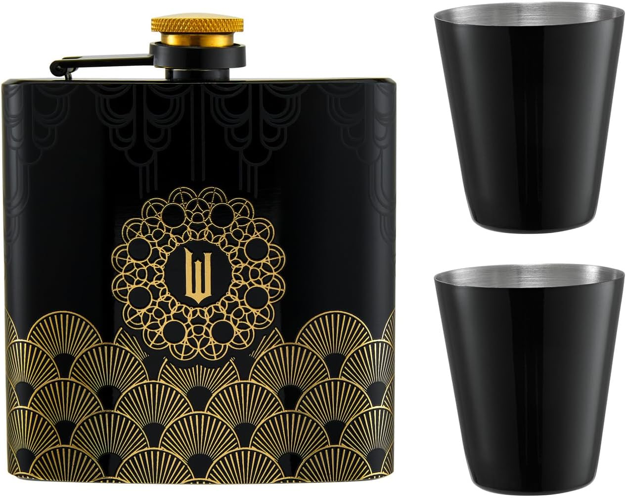 Maxwell & Williams Wicked Hip Flask Set in Wizard'S Palace Gift Box, Black (4 Pieces)