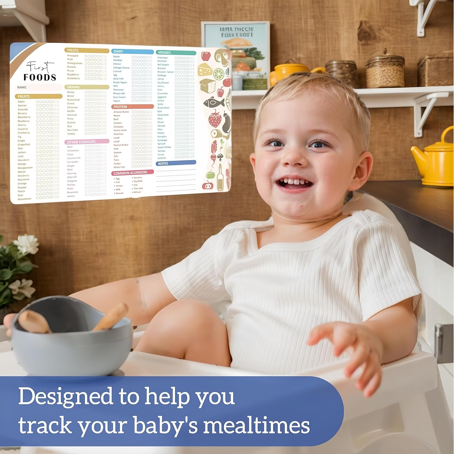 Baby First Food Tracker Fridge Magnet Whiteboard Daily Food Log Dry Erase Activity Poster image number 3