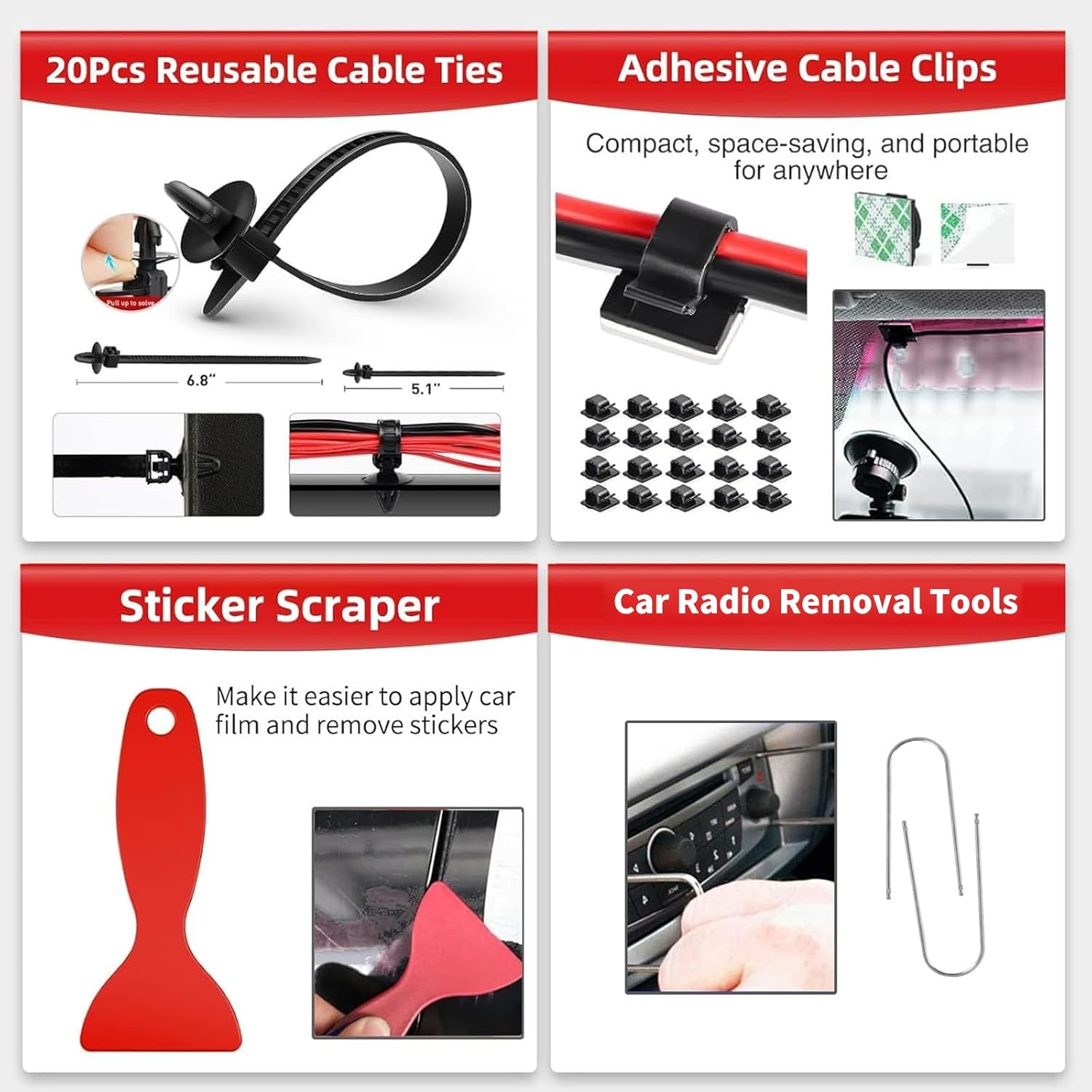 Menbyci 238Pcs Trim Removal Tool Kit, Car Panel Door Window Audio Pry Tool Kit, Auto Clip Pliers Fastener Remover, Push Pin Puller, POM Material Interior Trim Repair Tools Set with Storage Bag image number 1