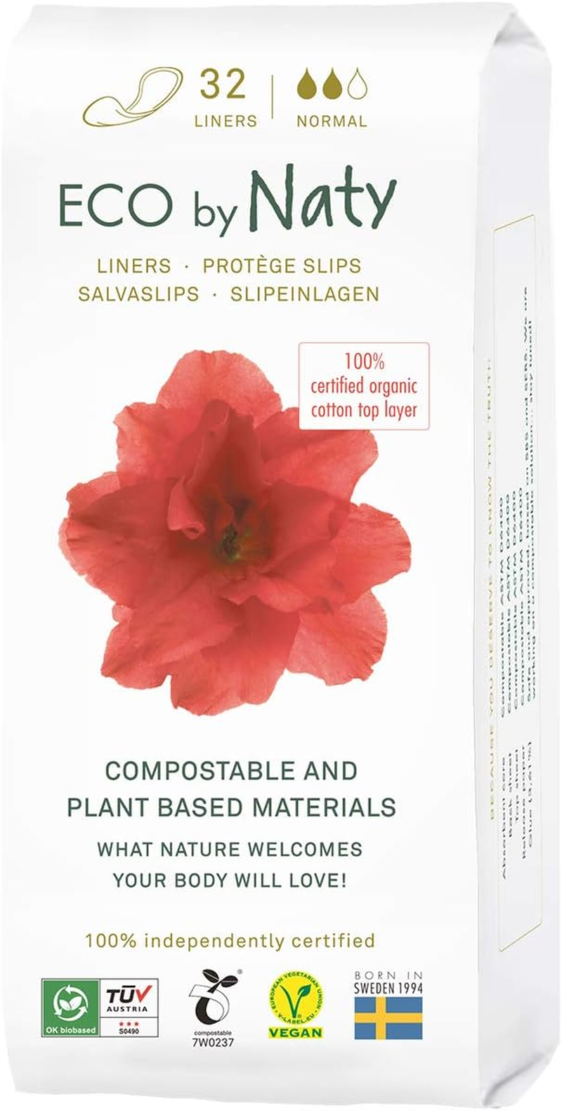 Eco by Naty Eco by Naty Pantyliners Normal 32 Pcs, 32 Count image number 4