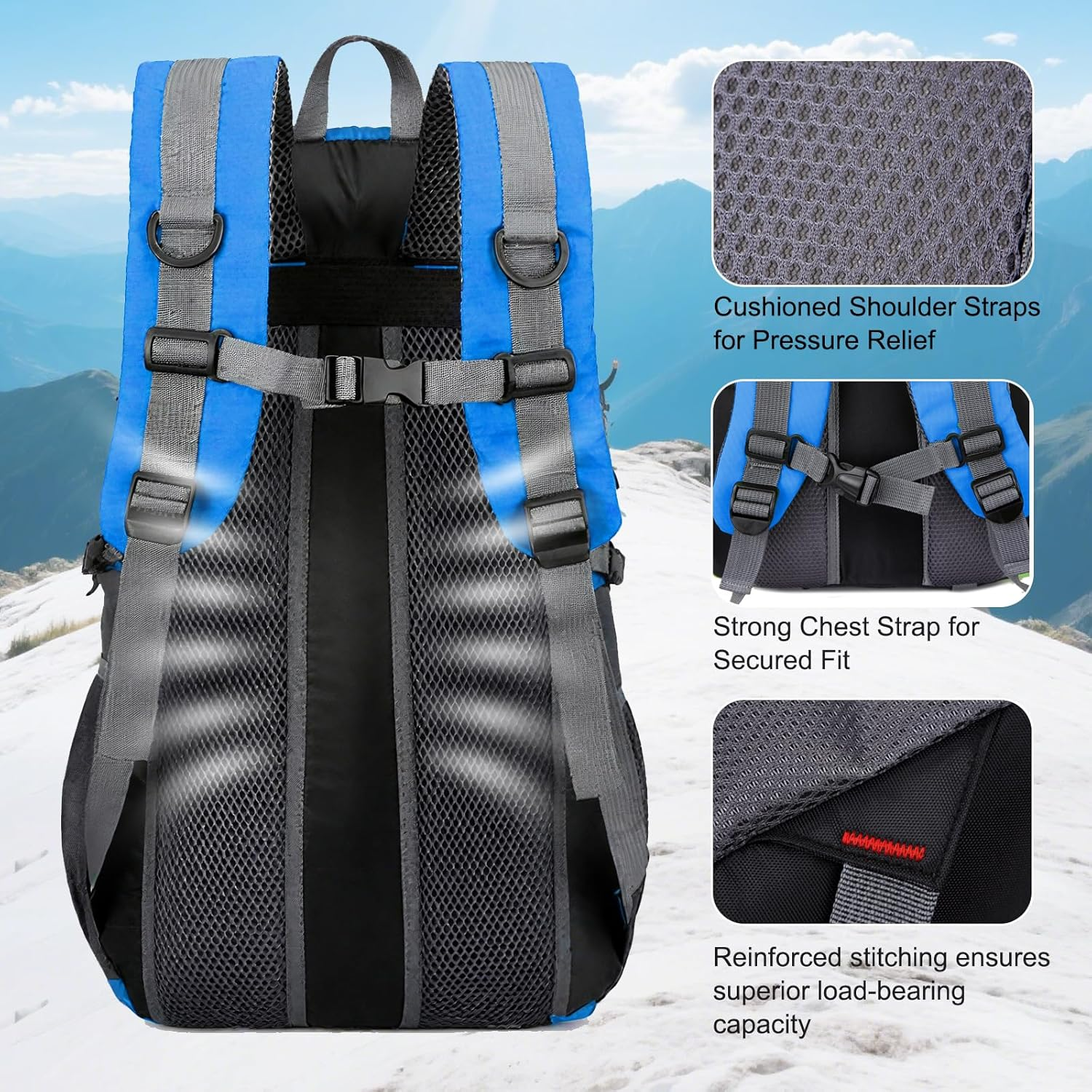 Vivva 40L Backpack for Men Women Hiking Backpacks Lightweight Camping Backpacking Water Resistant Casual Daypacks Outdoor Multi Pockets Rucksack Trekking Travel Bag with Rain Cover image number 1