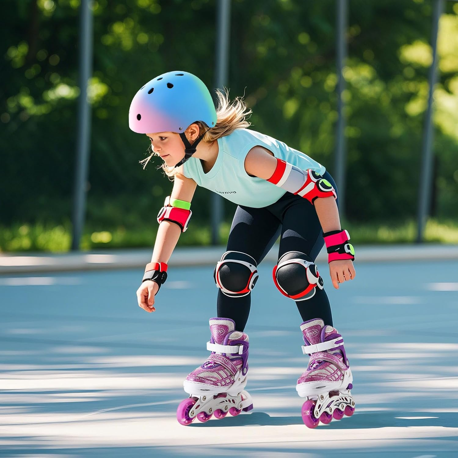 Kids Inline Skates for Girls Boys Beginners Adjustable, All 8 Wheels Illuminating. image number 5