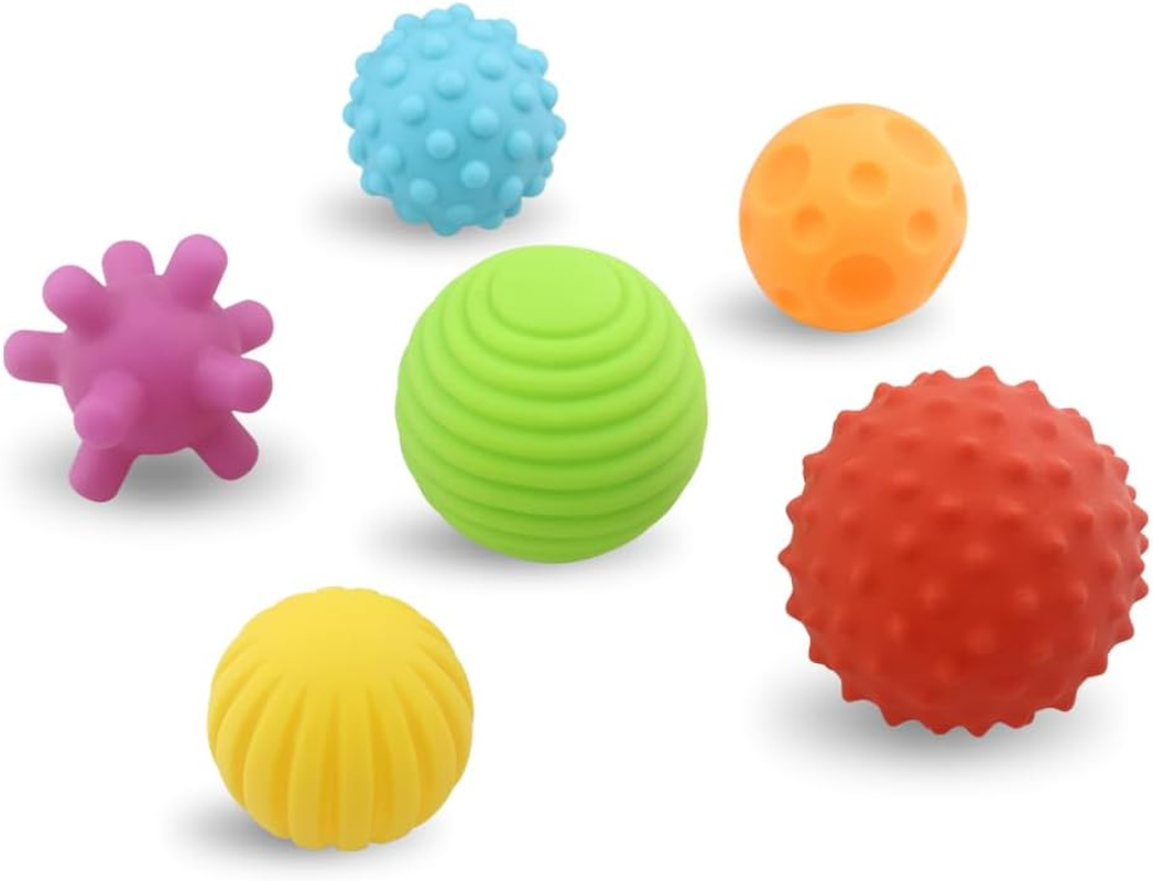 Caterbee Baby Ball Set 6 Packs, Textured Multi Sensory Balls Set Develop Baby'S Tactile Senses Toys for Infant Bath and Beach image number 5