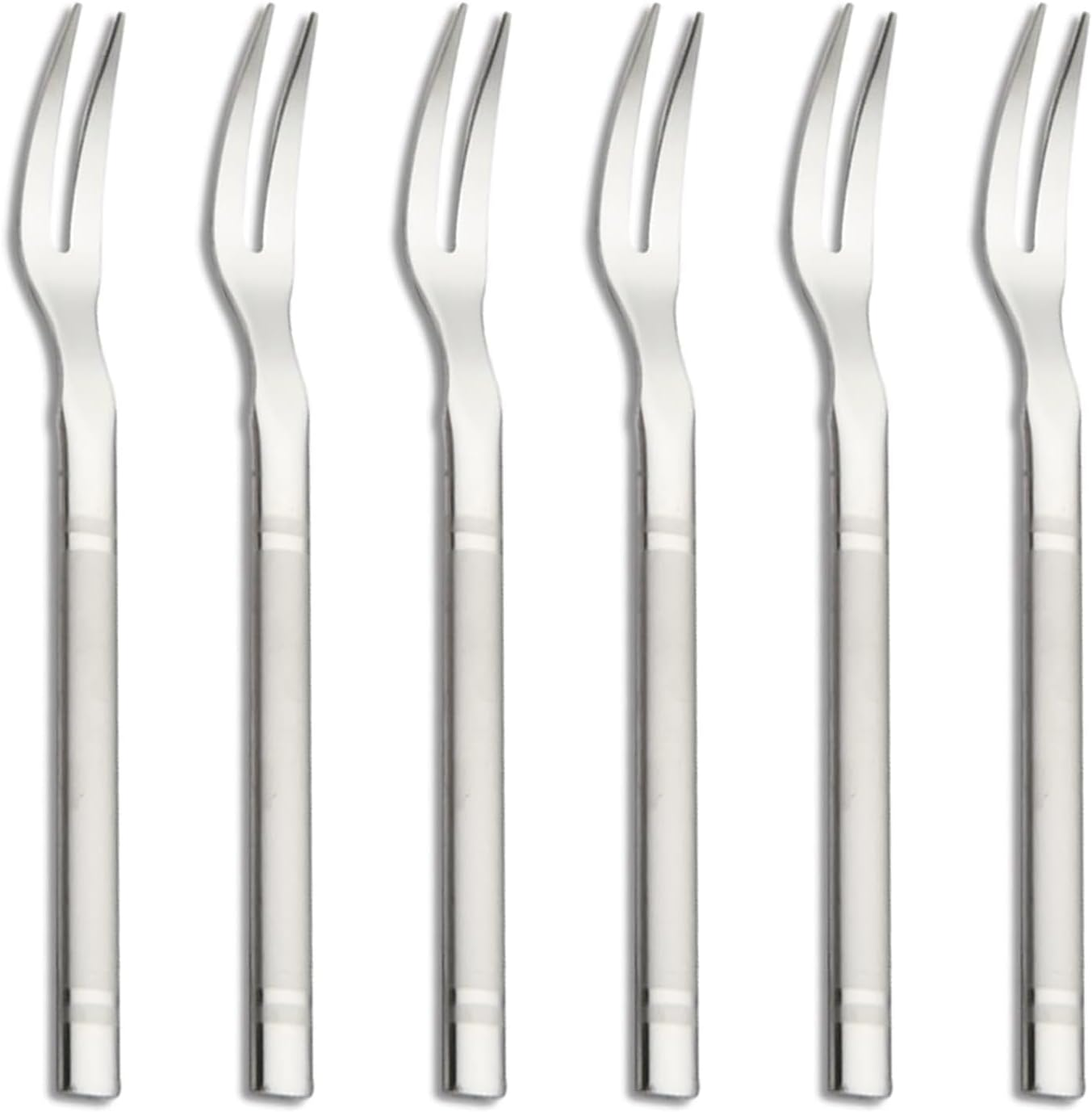 VANRA Small Salad Forks Set of 6 Stainless Steel Mini Appetizer Dessert Fork Cocktail Fruit Tasting Forks Silver Flatware Set Tiny Utensils 5.3 Inch (6 Fruit Forks) image number 2