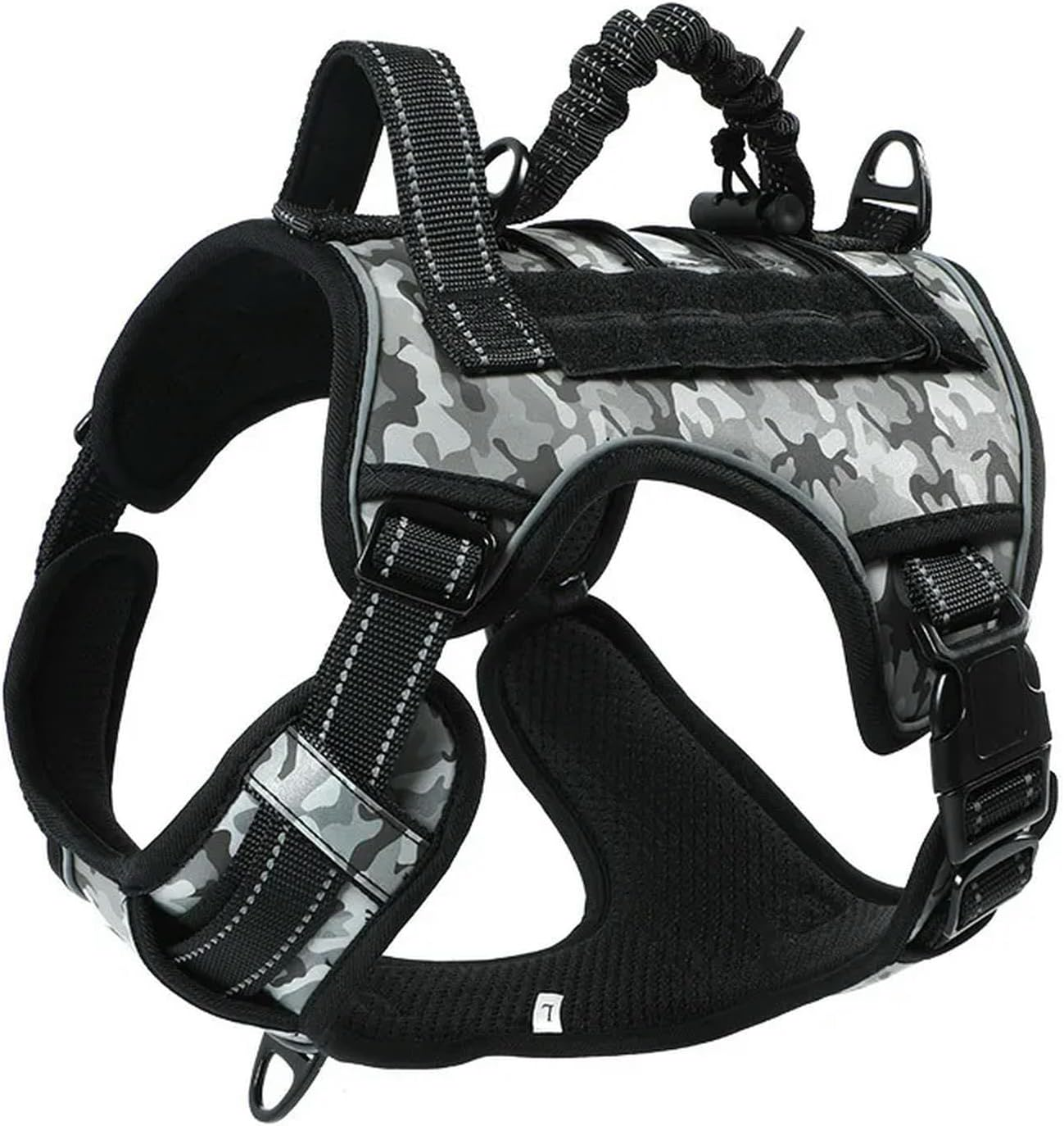 UOSIA Dog Tactical Vest Harness Military Dog Harness with Hook & Loop Panels and Handle No-Pull Service Dog Vest Adjustable Dog Harness and Pet Hand Holding Rope