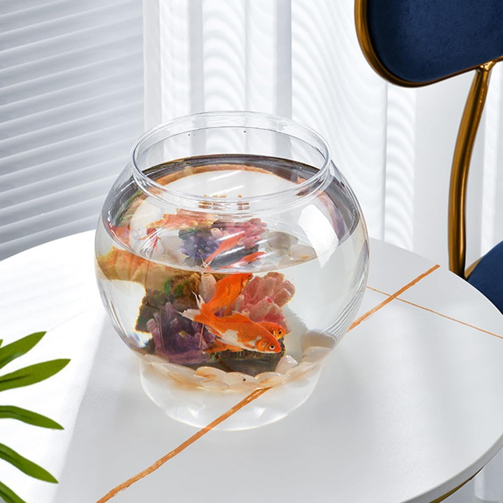 HPAMR Goldfish Tank, Modern Compact Tanks for Tabletop, Plastic round Aquarium Goldfish Tanks, Shatterproof Plastic with Crystal Clear Clarity, Fish Breeding Box with Fish Bowl Holder (2Pcs) image number 2